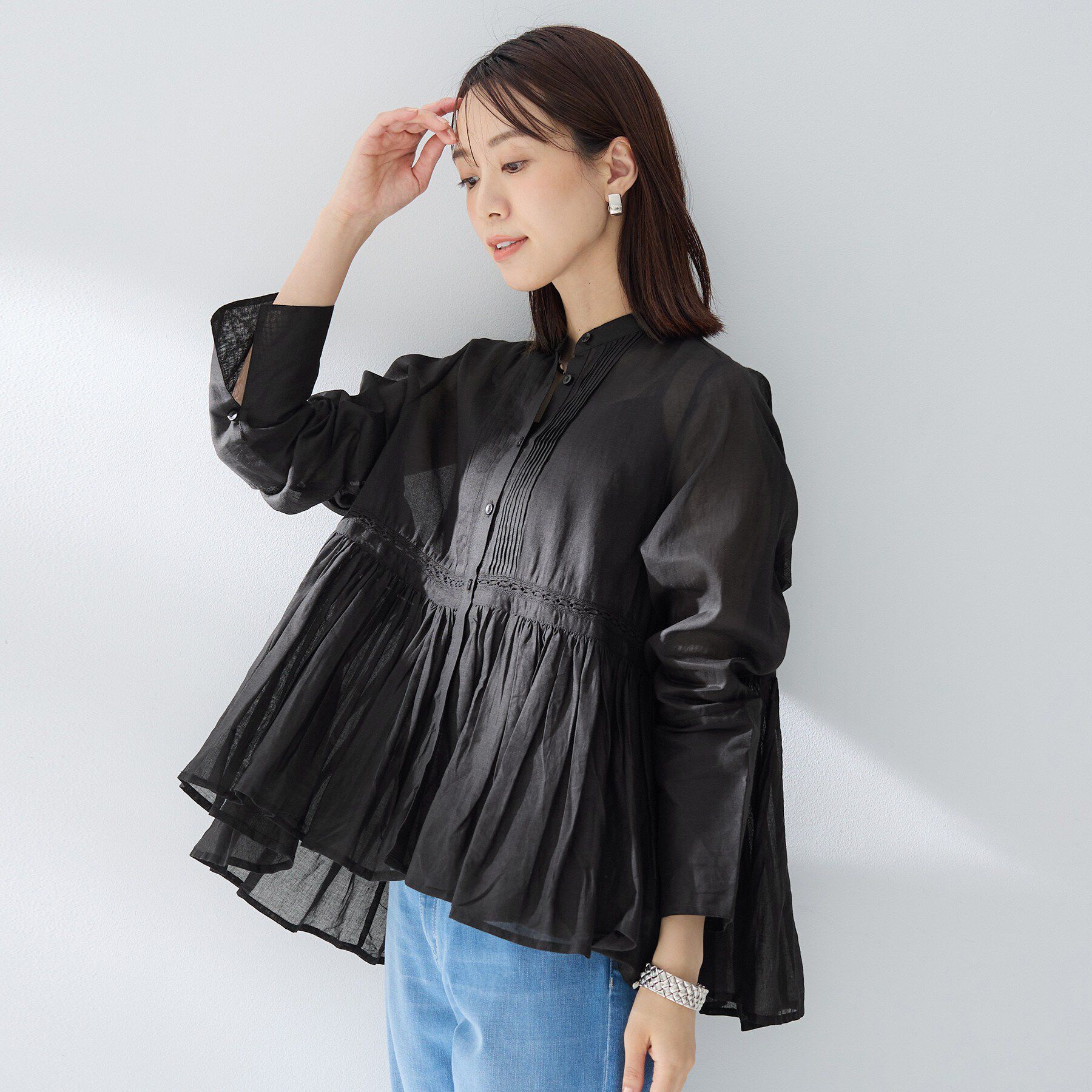 UNTITLED「【MARILYN MOON】シアーレースブラウス」|シャツ・ブラウス|ブラック(019)