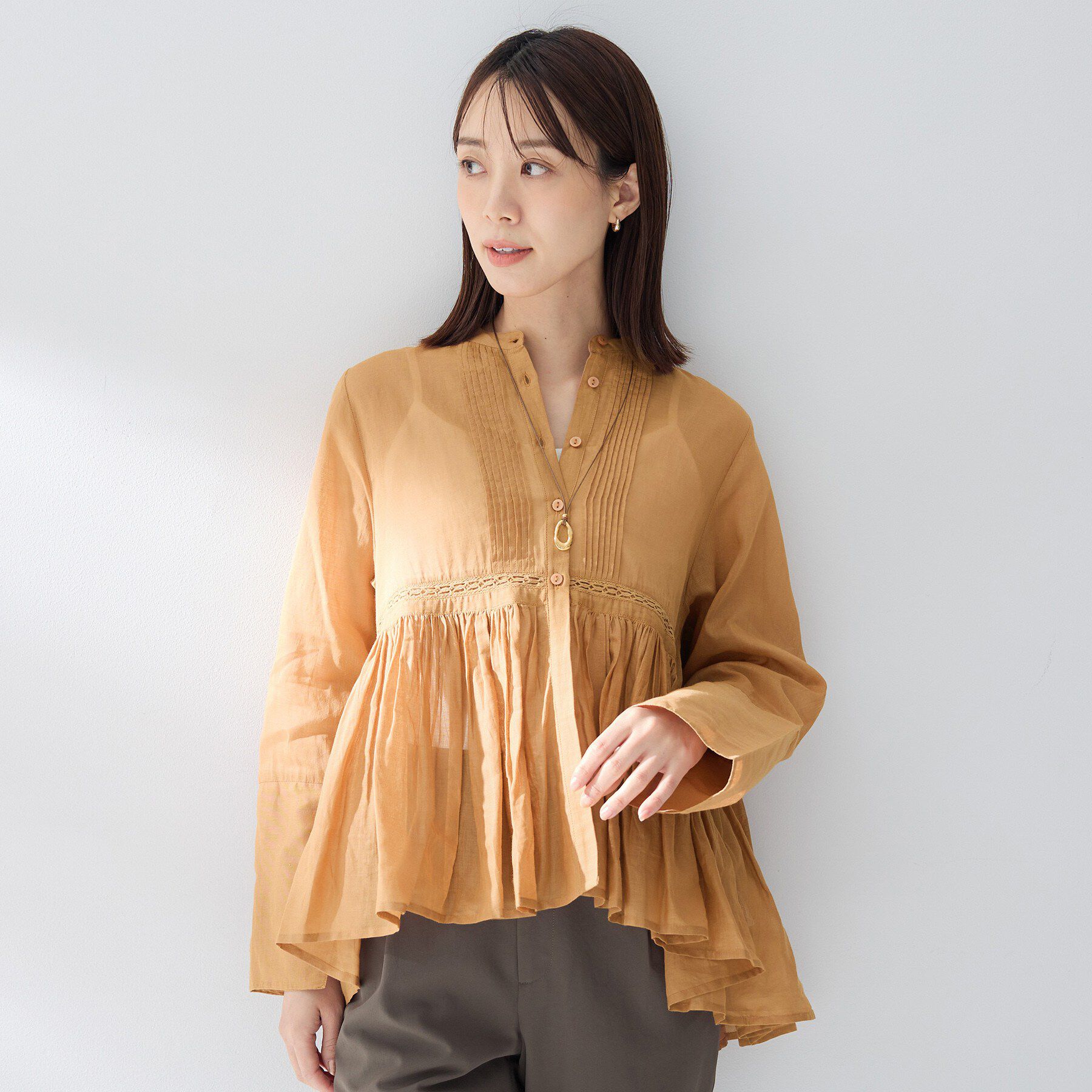 UNTITLED「【MARILYN MOON】シアーレースブラウス」|シャツ・ブラウス|モカブラウン(042