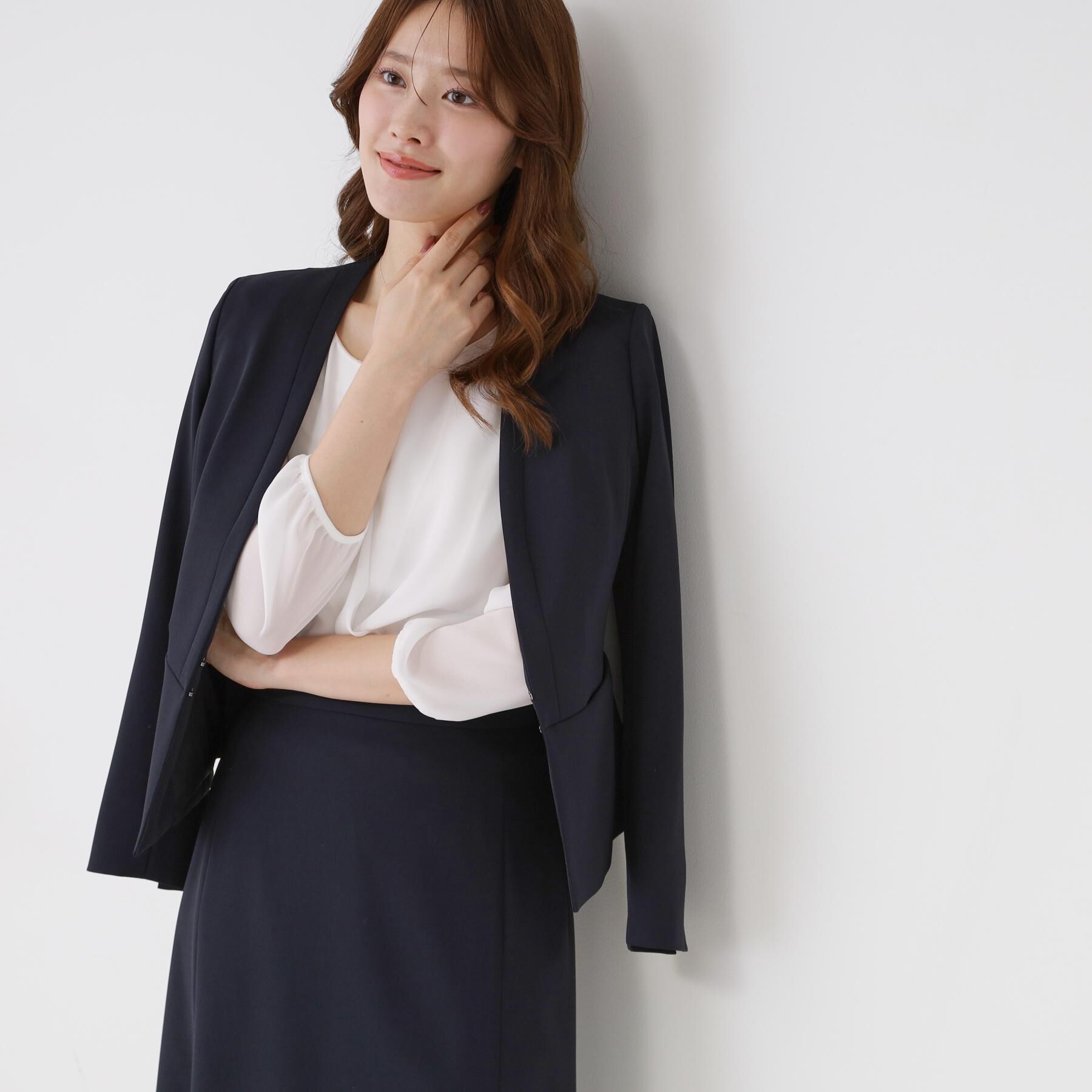 COUP DE CHANCE「【手洗い可／日本製／スーツ可】カラーレスジャケット」|ノーカラージャケット|