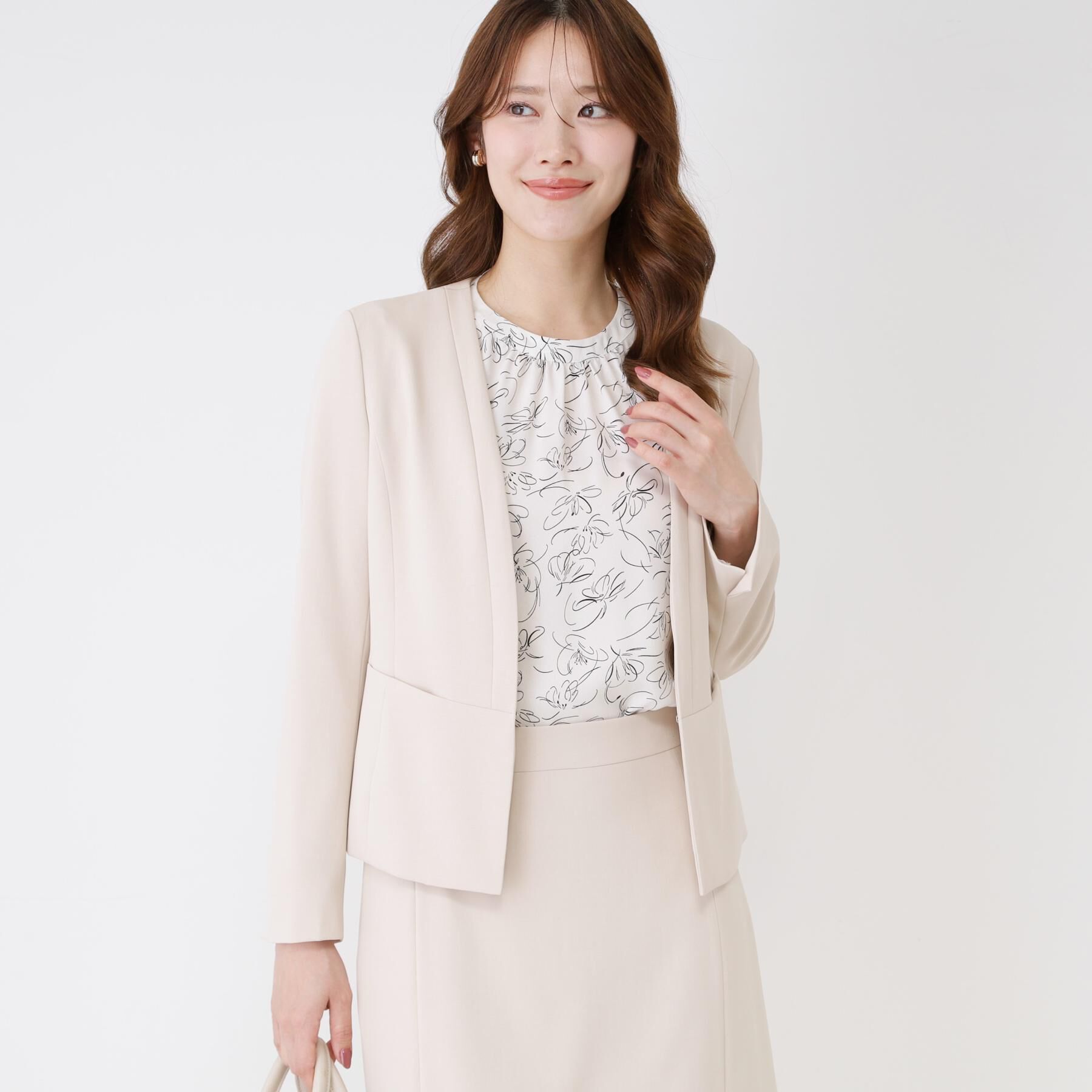 COUP DE CHANCE「【手洗い可／日本製／スーツ可】カラーレスジャケット」|ノーカラージャケット|グレージュ(050)