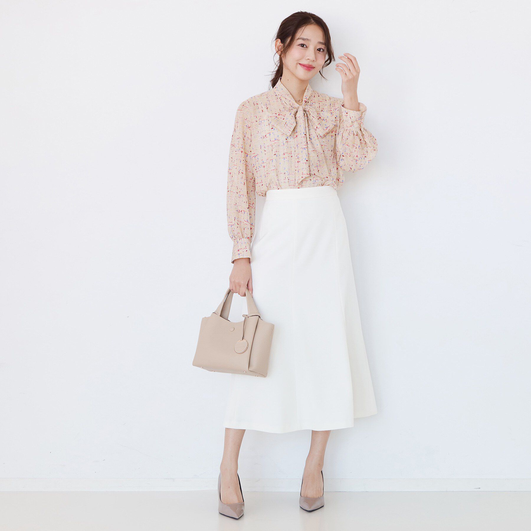 COUP DE CHANCE「【手洗い可／一枚着／ジャケットイン】プリントボウブラウス」|シャツ・ブラウス|