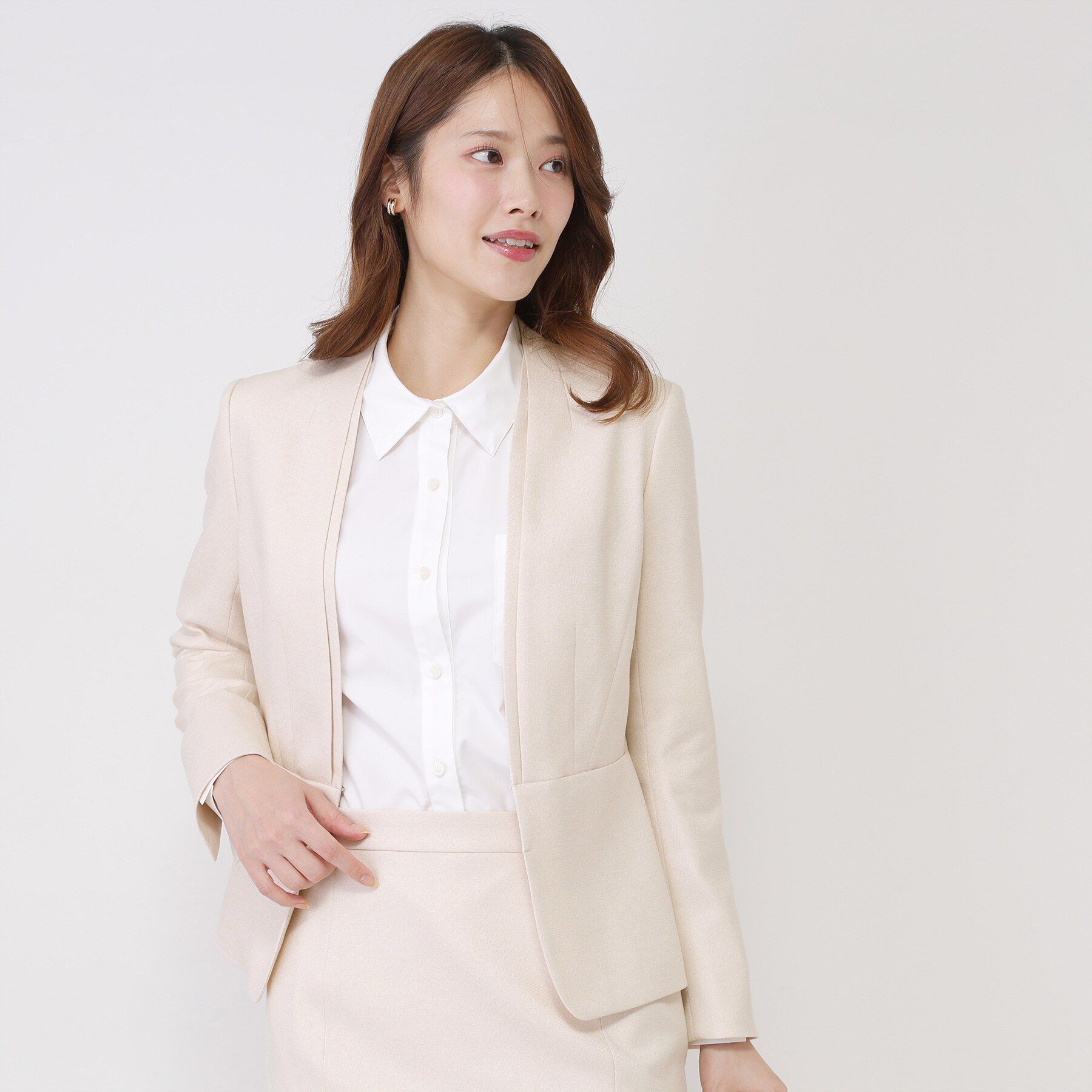 COUP DE CHANCE「【手洗い可／日本製／スーツ可】美シルエット カラーレスジャケット」|ノーカラージャケット|