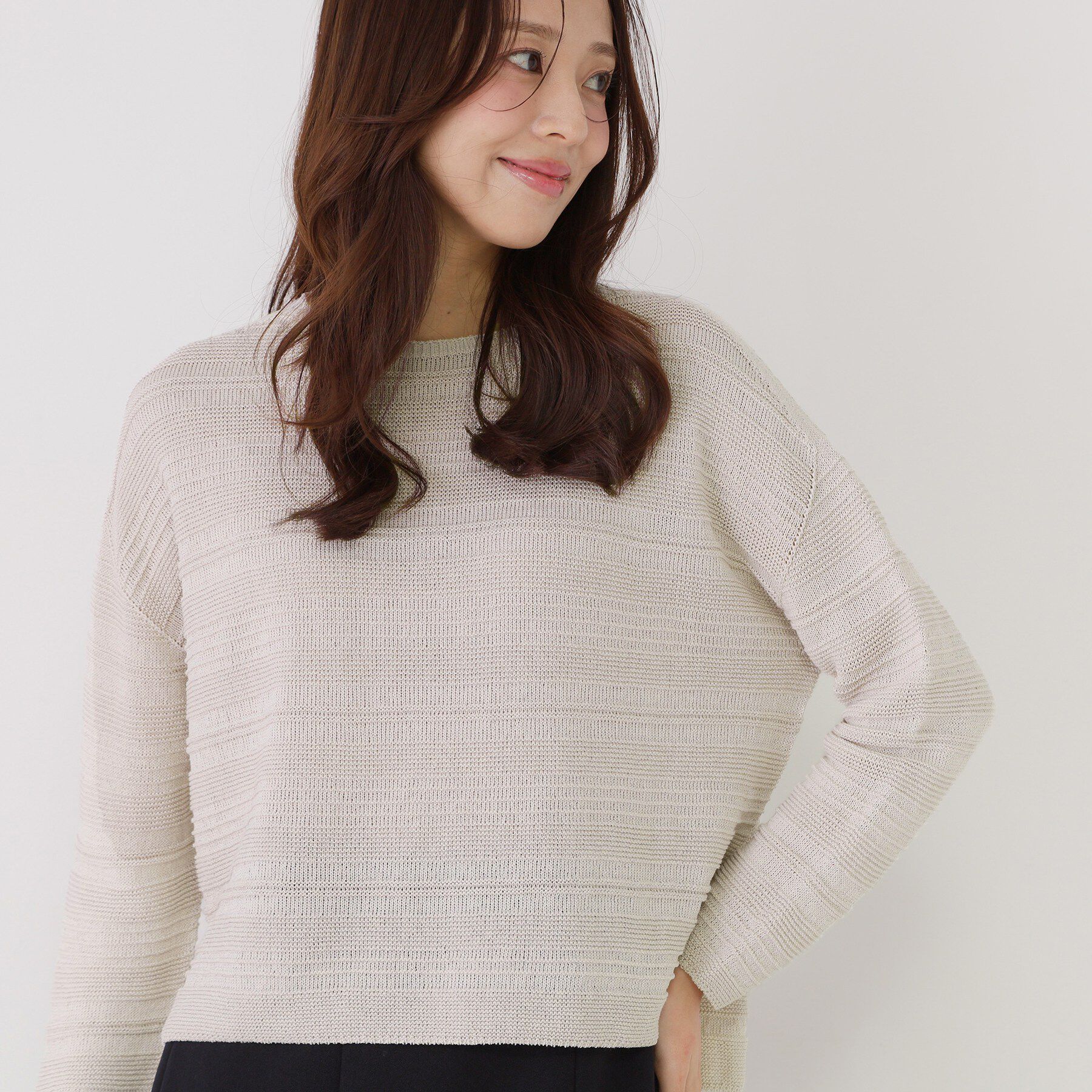 COUP DE CHANCE「【手洗い可／日本製／和紙使用】地柄ボーダーニット」|ニット・セーター|