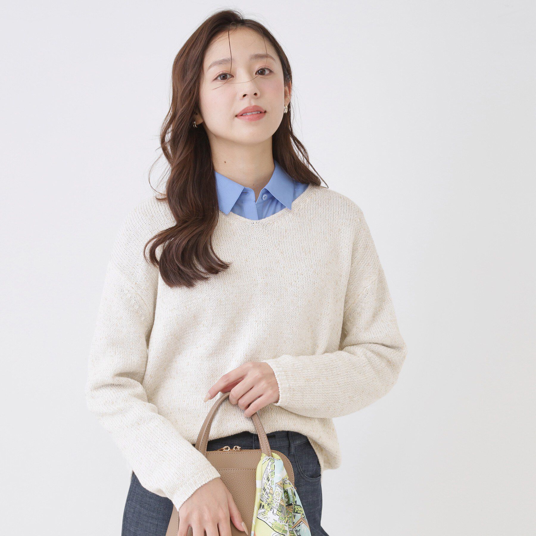 COUP DE CHANCE「【手洗い可】ラメ混Vネックニット」|ニット・セーター|