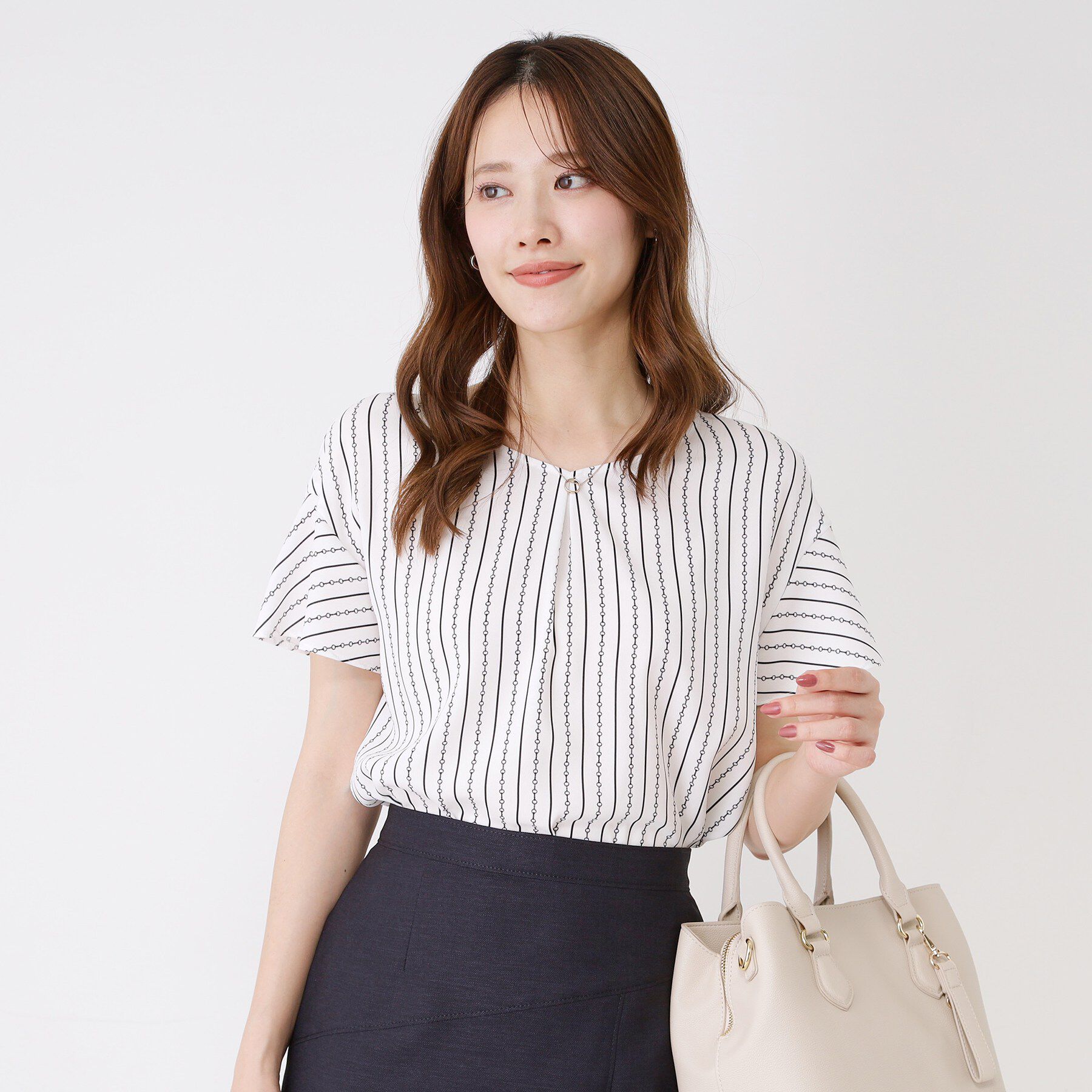 COUP DE CHANCE「【手洗い可／日本製】チェーン柄ブラウス」|シャツ・ブラウス|