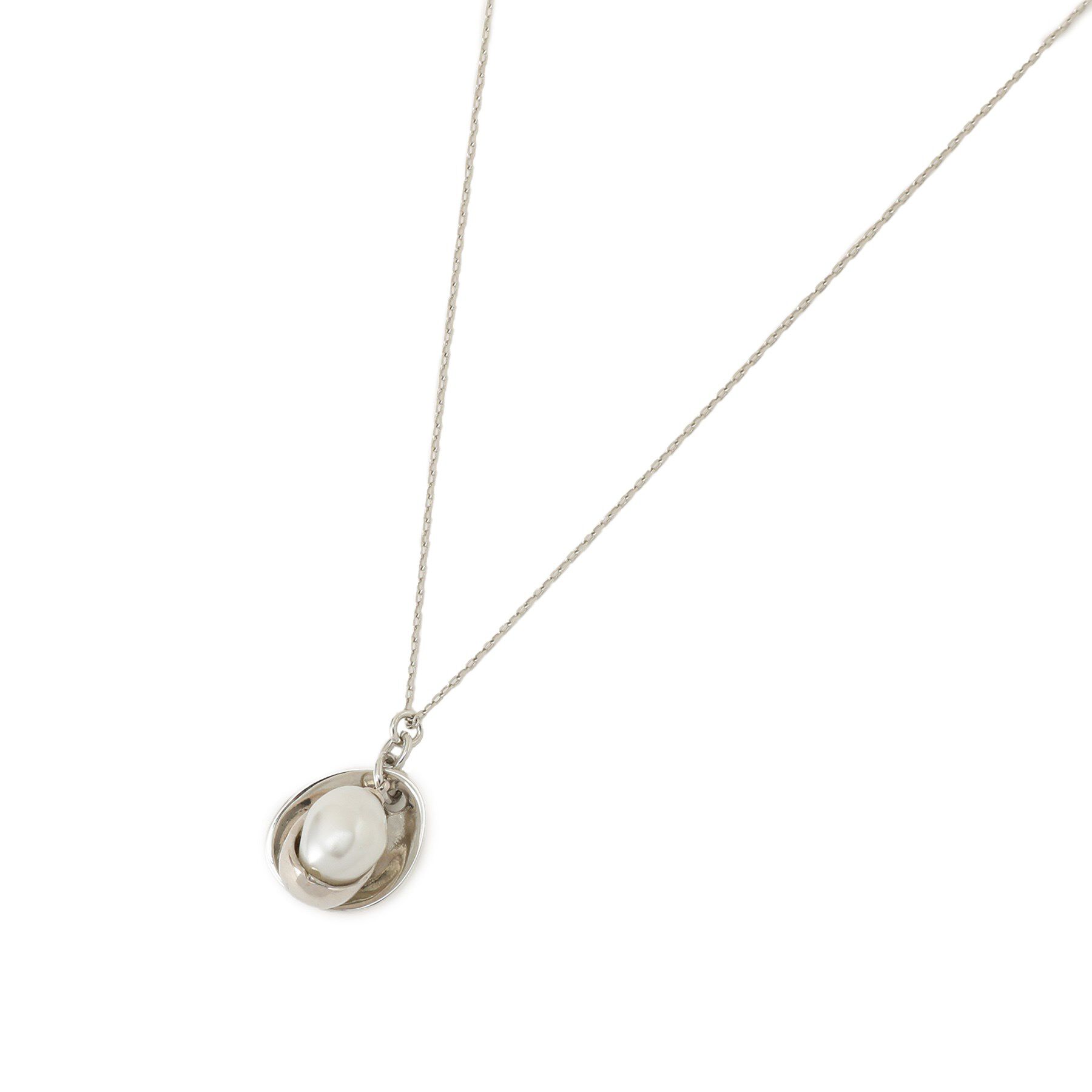 Reflect「【夏SALE／チェーン長さ調節可】パール調＋プレートパーツネックレス」|ネックレス|