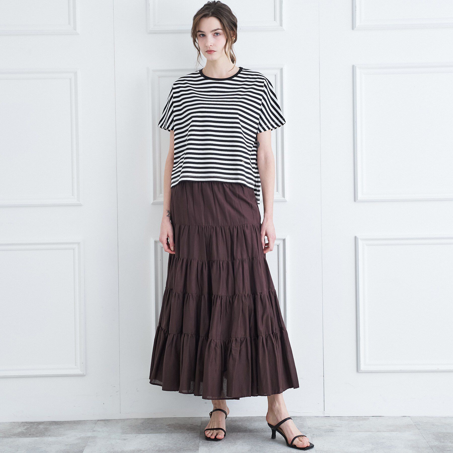 DRESSTERIOR「【接触冷感／抗菌防臭／消臭】アイスクリアコットンドルマンスリーブボーダーTシャツ」|Tシャツ・カットソー|