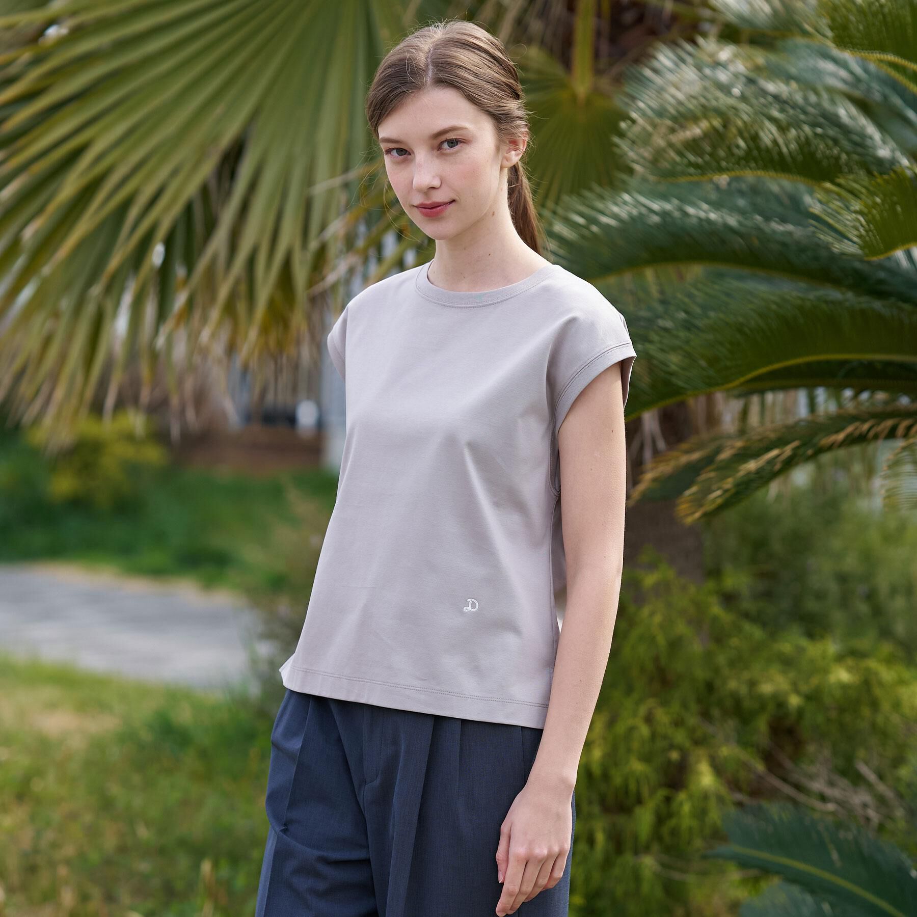 DRESSTERIOR「【接触冷感／抗菌防臭／消臭】アイスクリアコットンフレンチスリーブT」|Tシャツ・カットソー|