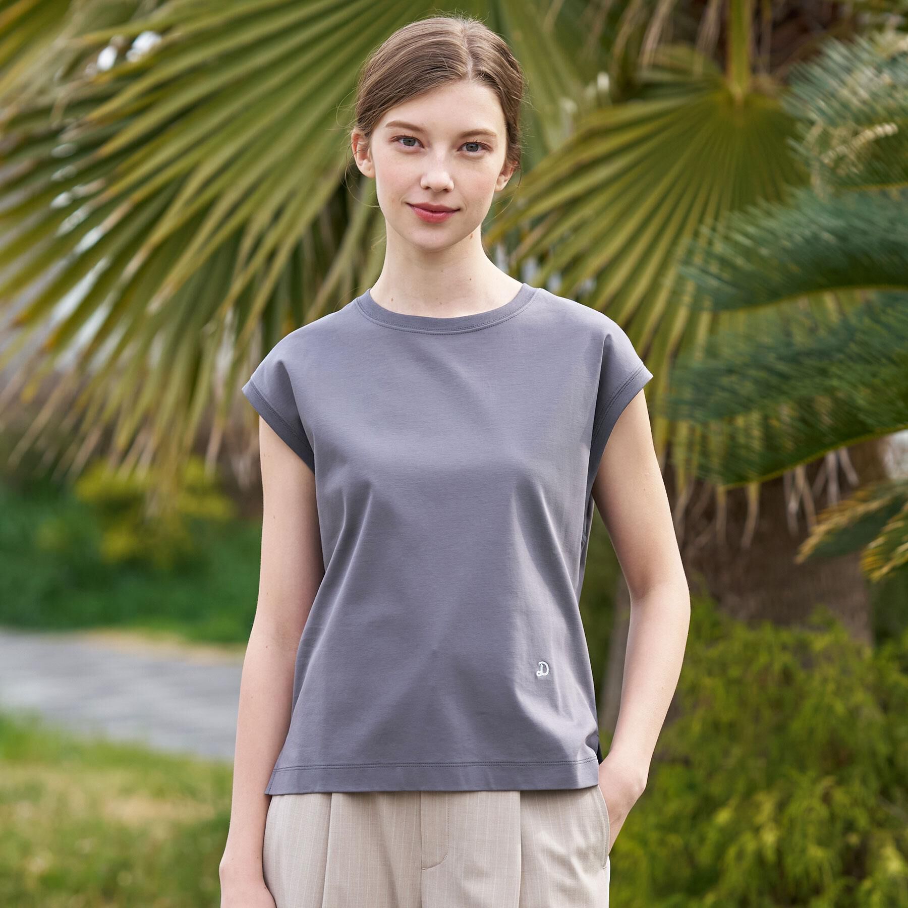 DRESSTERIOR「【接触冷感／抗菌防臭／消臭】アイスクリアコットンフレンチスリーブT」|Tシャツ・カットソー|