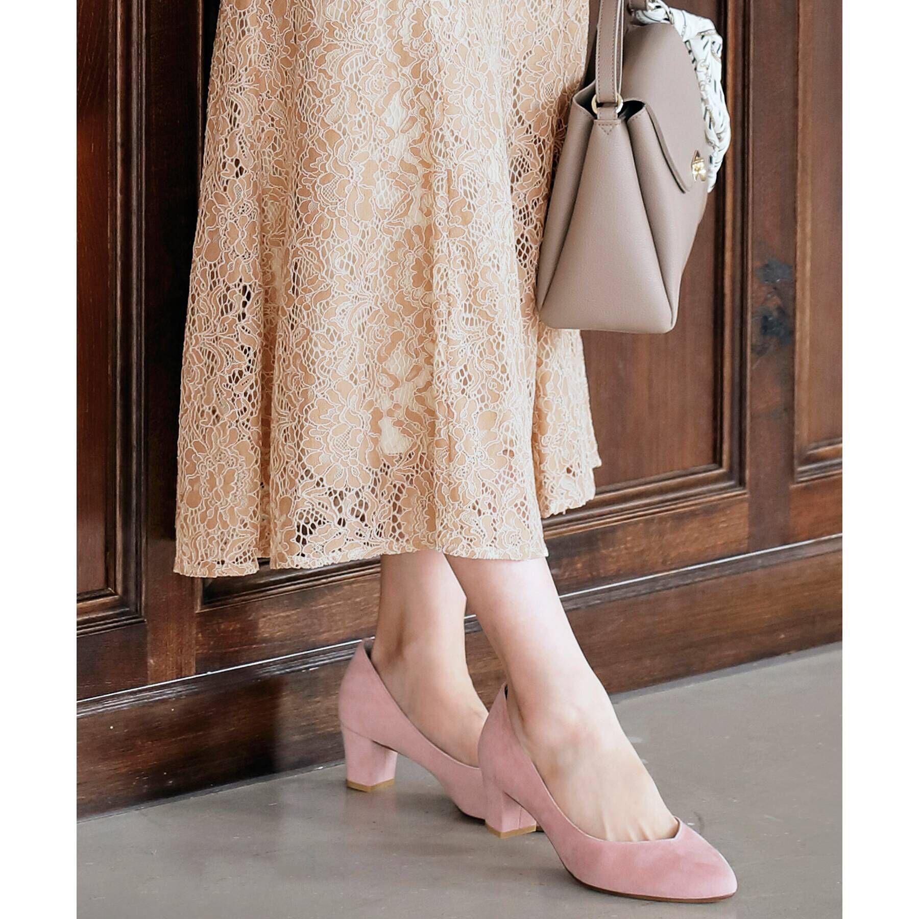 grove「【はっ水加工】やわここちチャンキーヒールパンプス(ヒール5.0cm)」|パンプス|ﾋﾟﾝｸ(072)