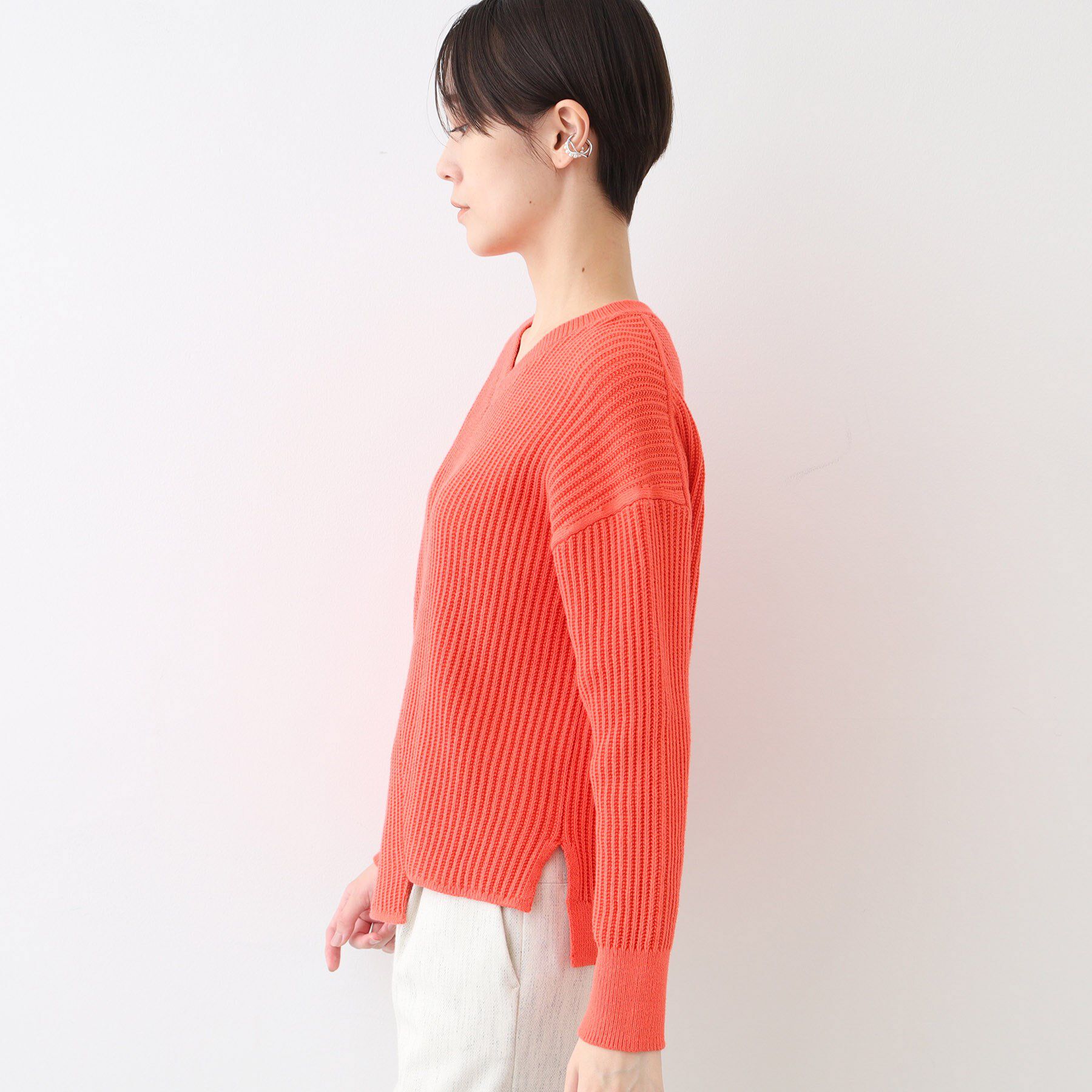 INDIVI「【洗える／コットン混】アシメデザインニット」|ニット・セーター|