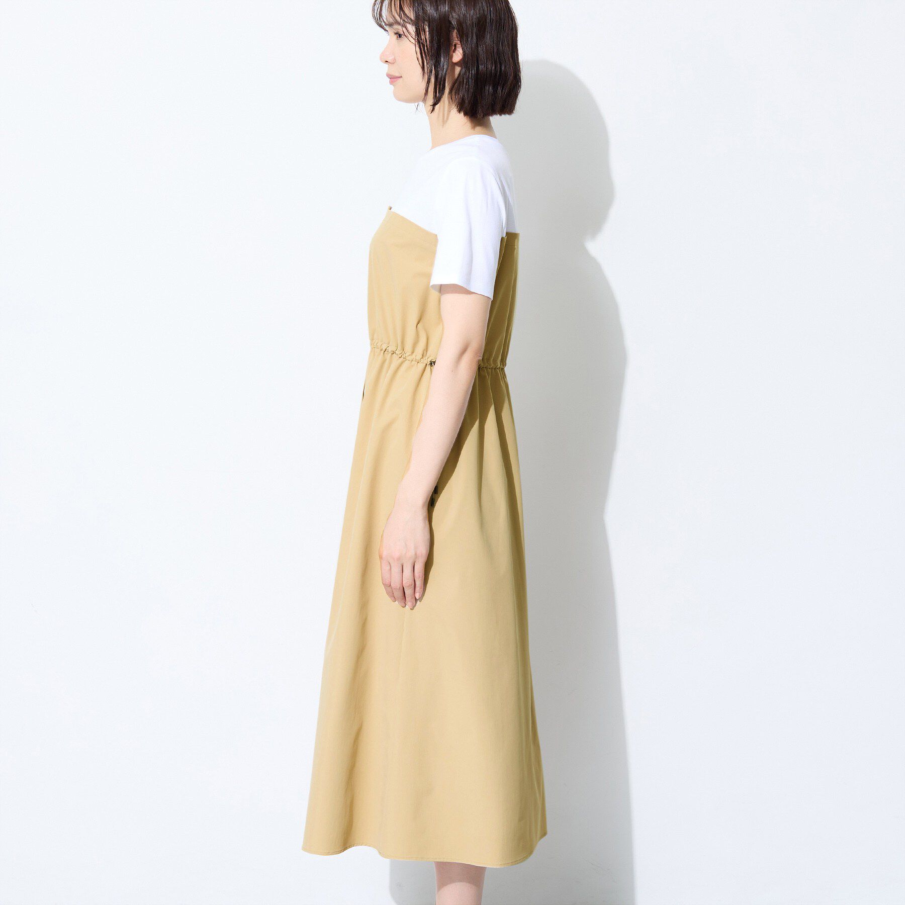 INDIVI「【洗える／1枚でキマる／ドロスト付】ビスチェ風ドッキングTワンピース」|ワンピース|