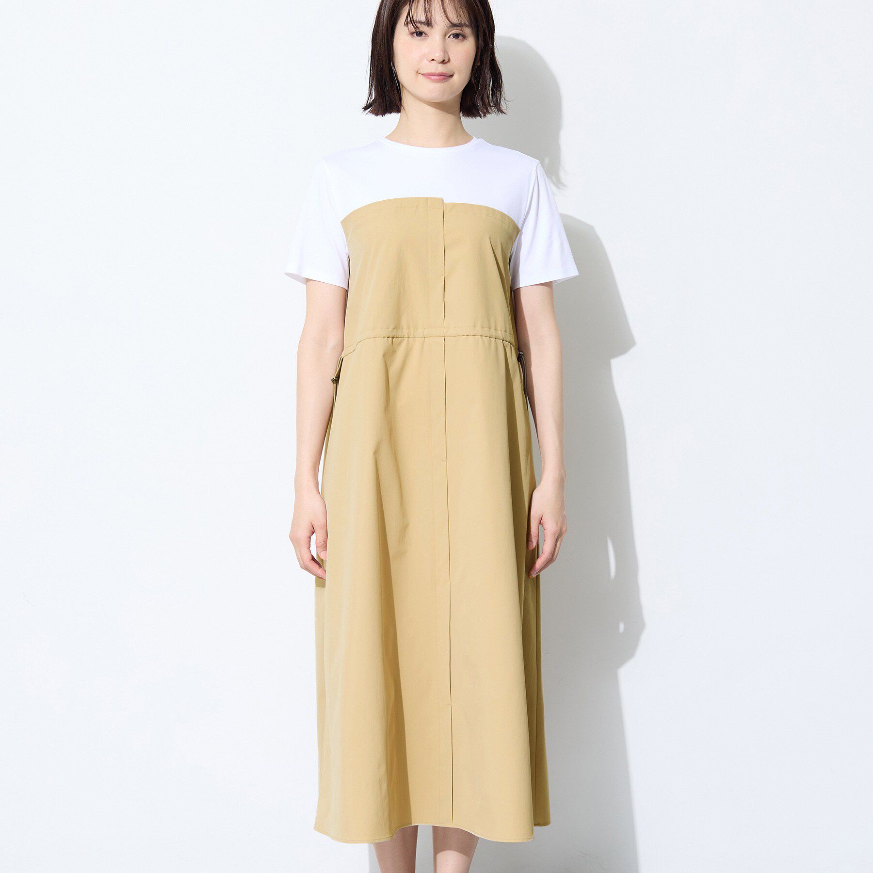 INDIVI「【洗える／1枚でキマる／ドロスト付】ビスチェ風ドッキングTワンピース」|ワンピース|