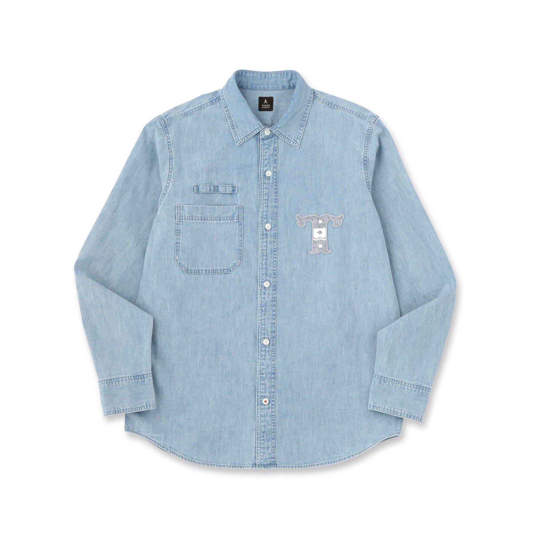 TAKEO KIKUCHI「【BOWLER HAT LABEL】Tエンブレム デニムシャツ」|シャツ・ブラウス|