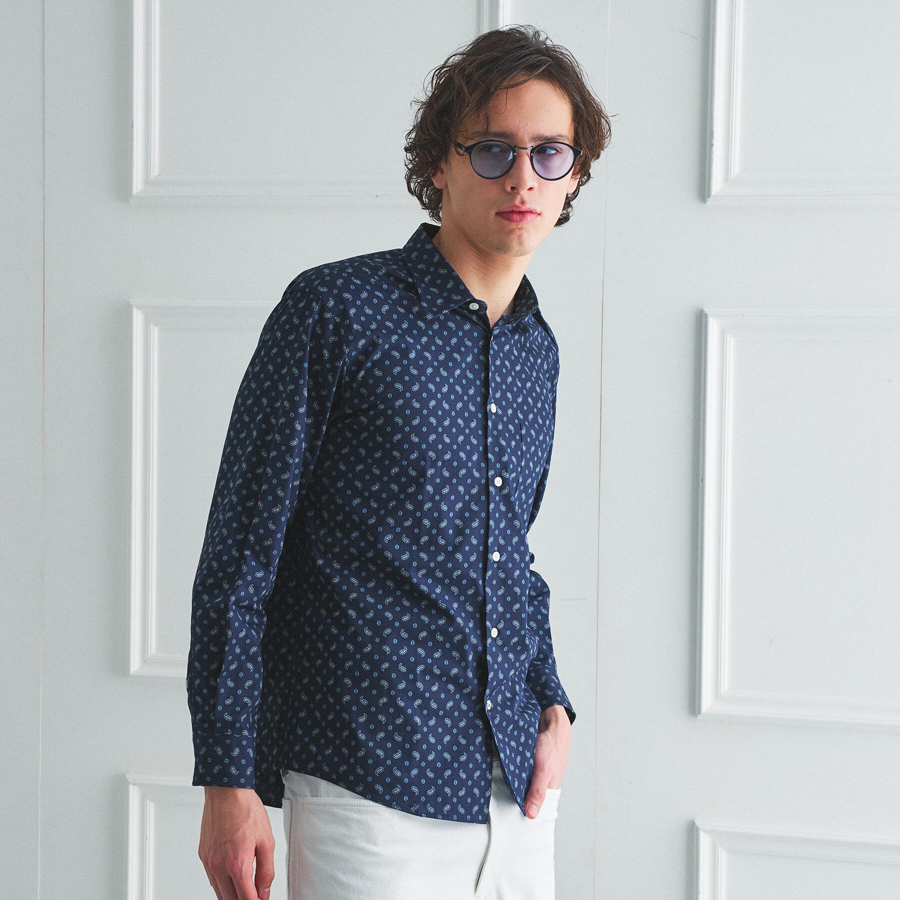 TAKEO KIKUCHI「【BOWLER HAT LABEL】小紋ペイズリープリント 長袖シャツ」|シャツ・ブラウス|