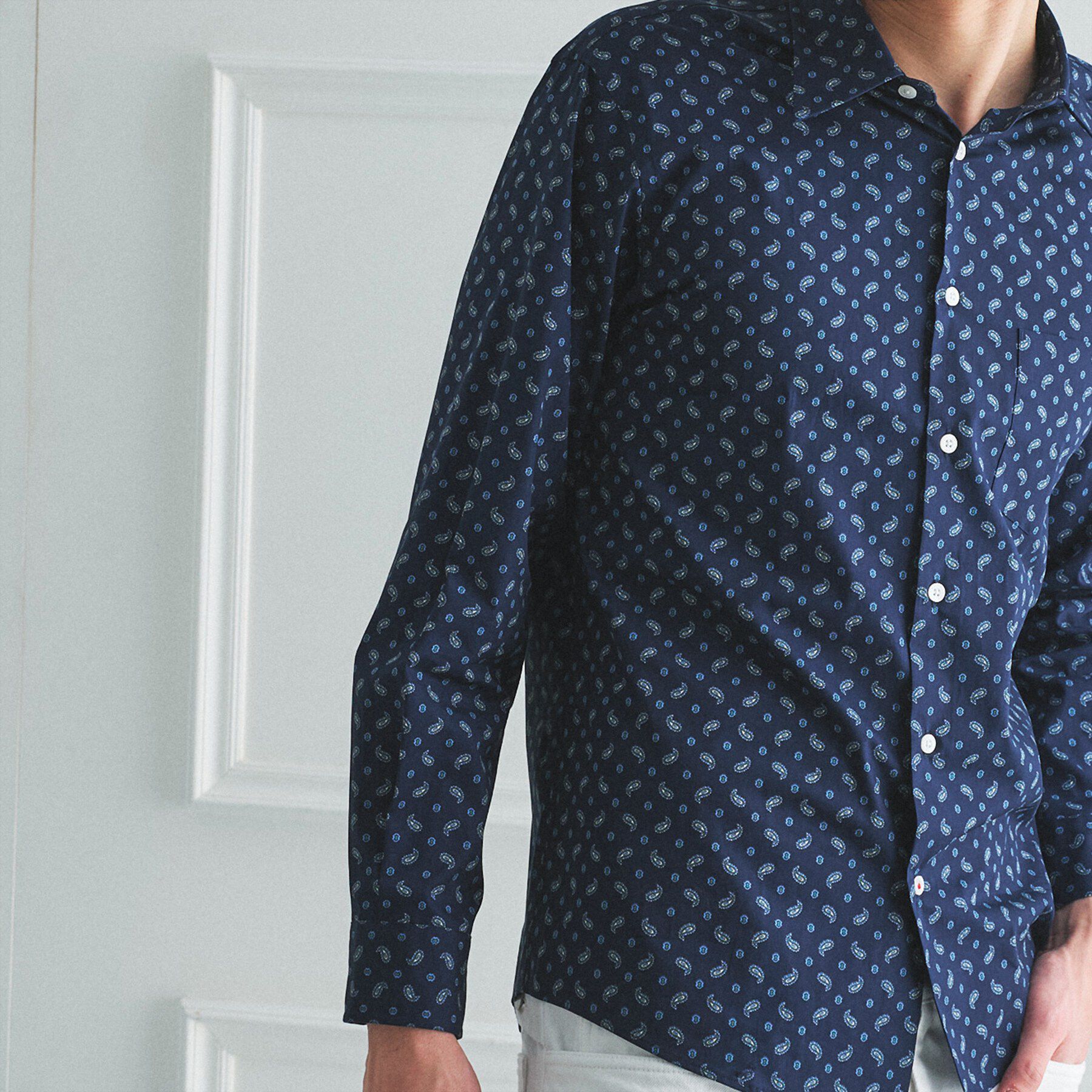 TAKEO KIKUCHI「【BOWLER HAT LABEL】小紋ペイズリープリント 長袖シャツ」|シャツ・ブラウス|