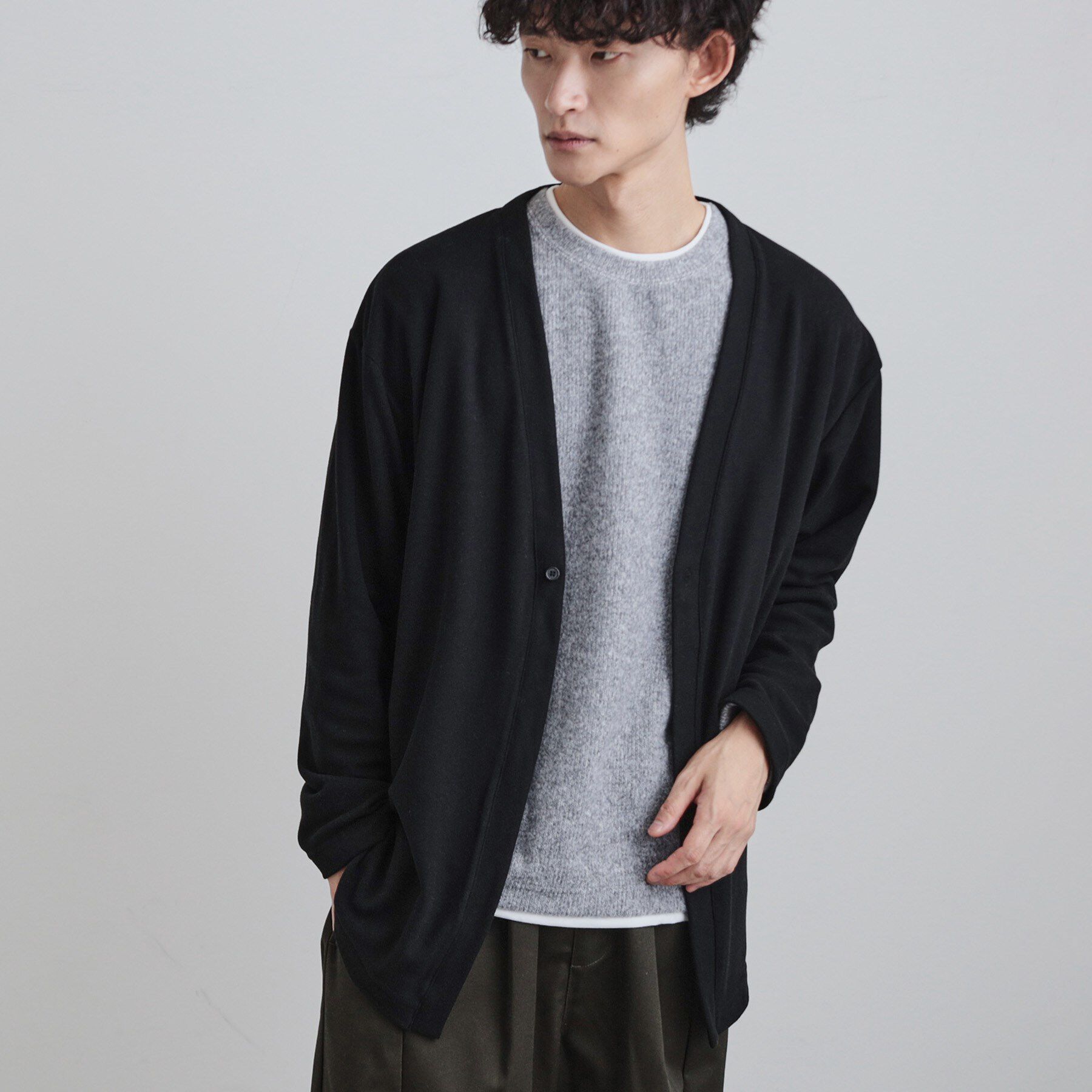 tk.TAKEO KIKUCHI「ウォームトッパーカーディガン」|カーディガン|ブラック(019)