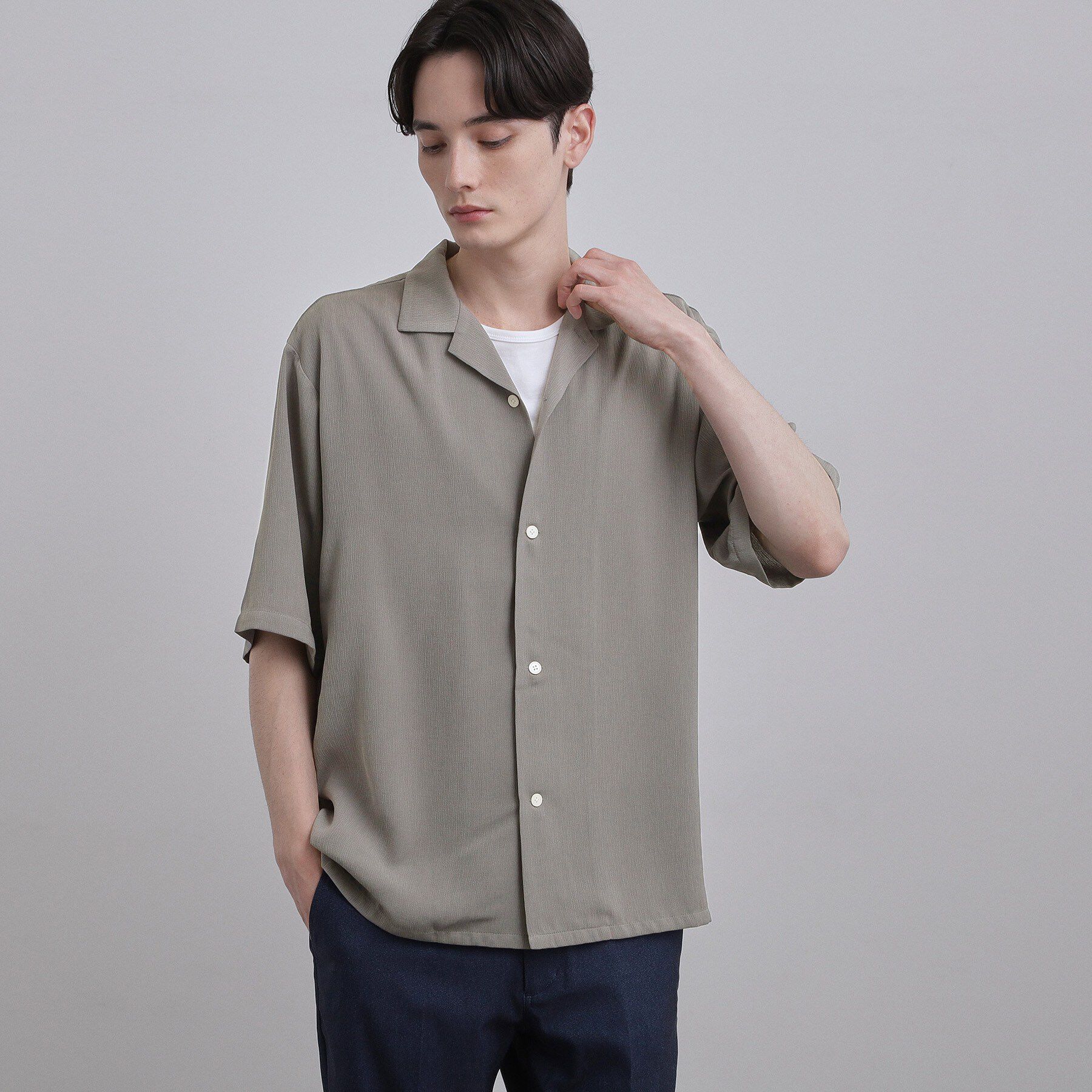 tk.TAKEO KIKUCHI「テッククレープ半袖シャツ」|シャツ・ブラウス|グレー(012)