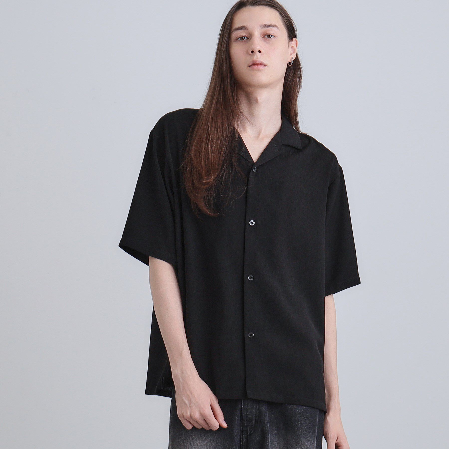 tk.TAKEO KIKUCHI「テッククレープ半袖シャツ」|シャツ・ブラウス|ブラック(019)