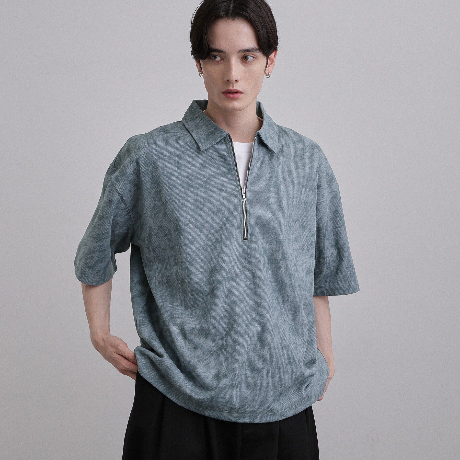 tk.TAKEO KIKUCHI「ヴィンテージハーフジップ」|ポロシャツ|ブルー(092)