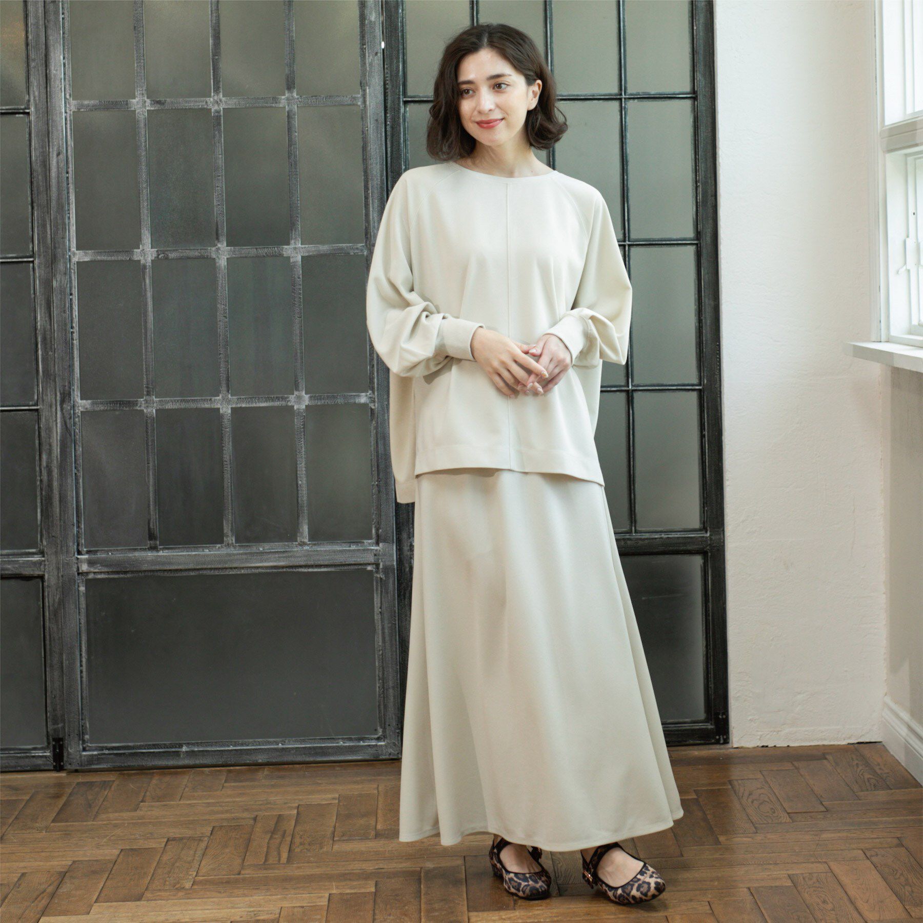 OPAQUE.CLIP「リラクシートップス&times;フレアスカート/セットアップ対応【洗濯機洗い可】」|スーツ|