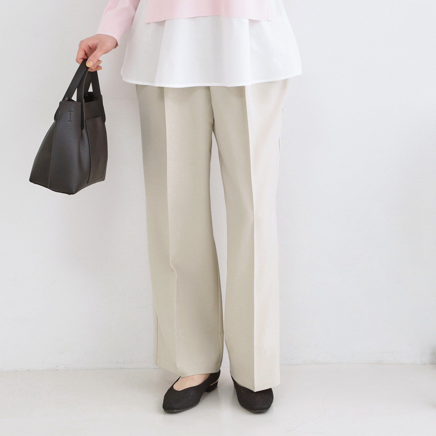 OPAQUE.CLIP「美脚ストレッチイージーワイドパンツ【洗濯機OK】」|その他|ライトベージュ(05