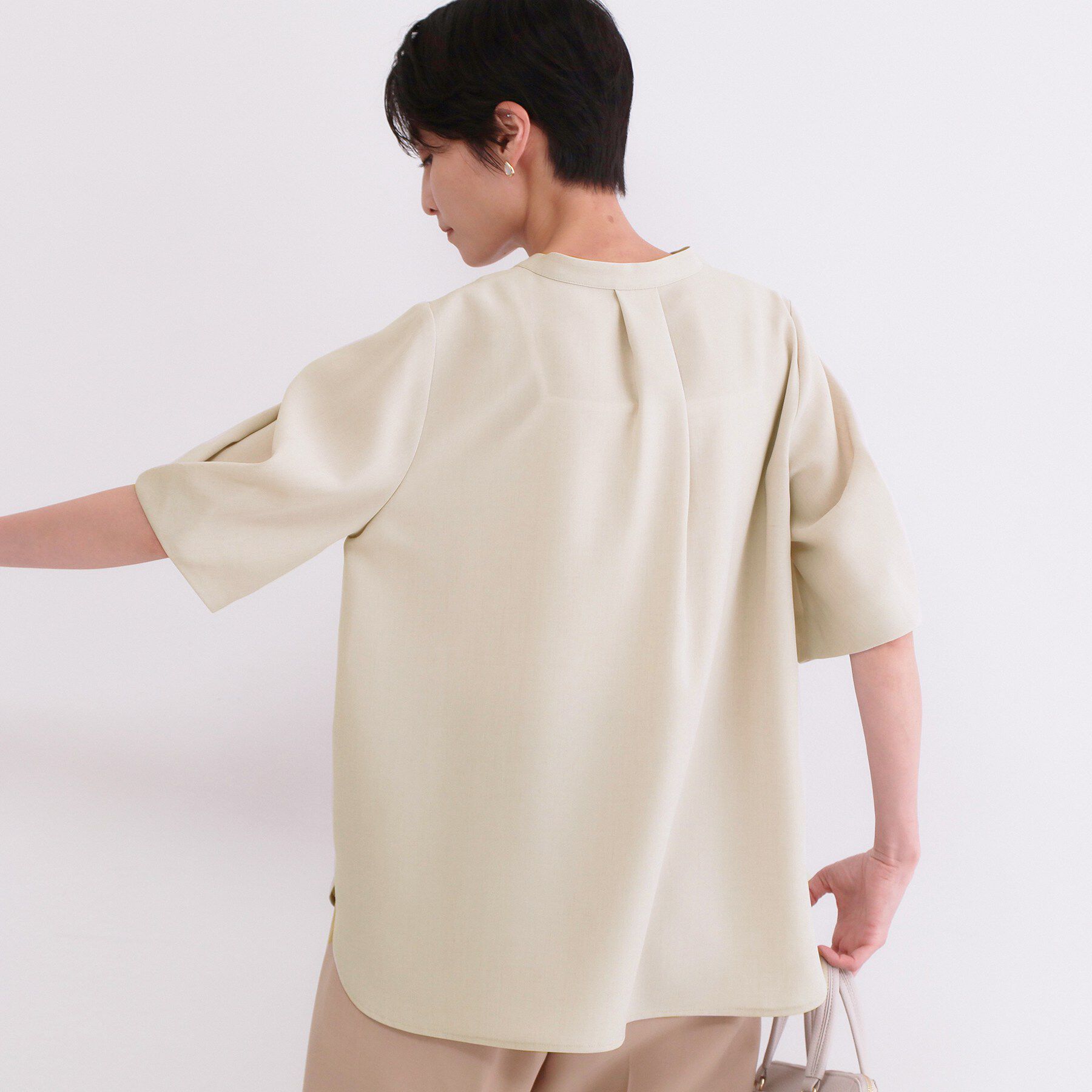 OPAQUE.CLIP「タックスリーブブラウス【洗濯機OK/防シワ加工/ストレッチ】《SS～LL/6col/セットアップ対応」|シャツ・ブラウス|