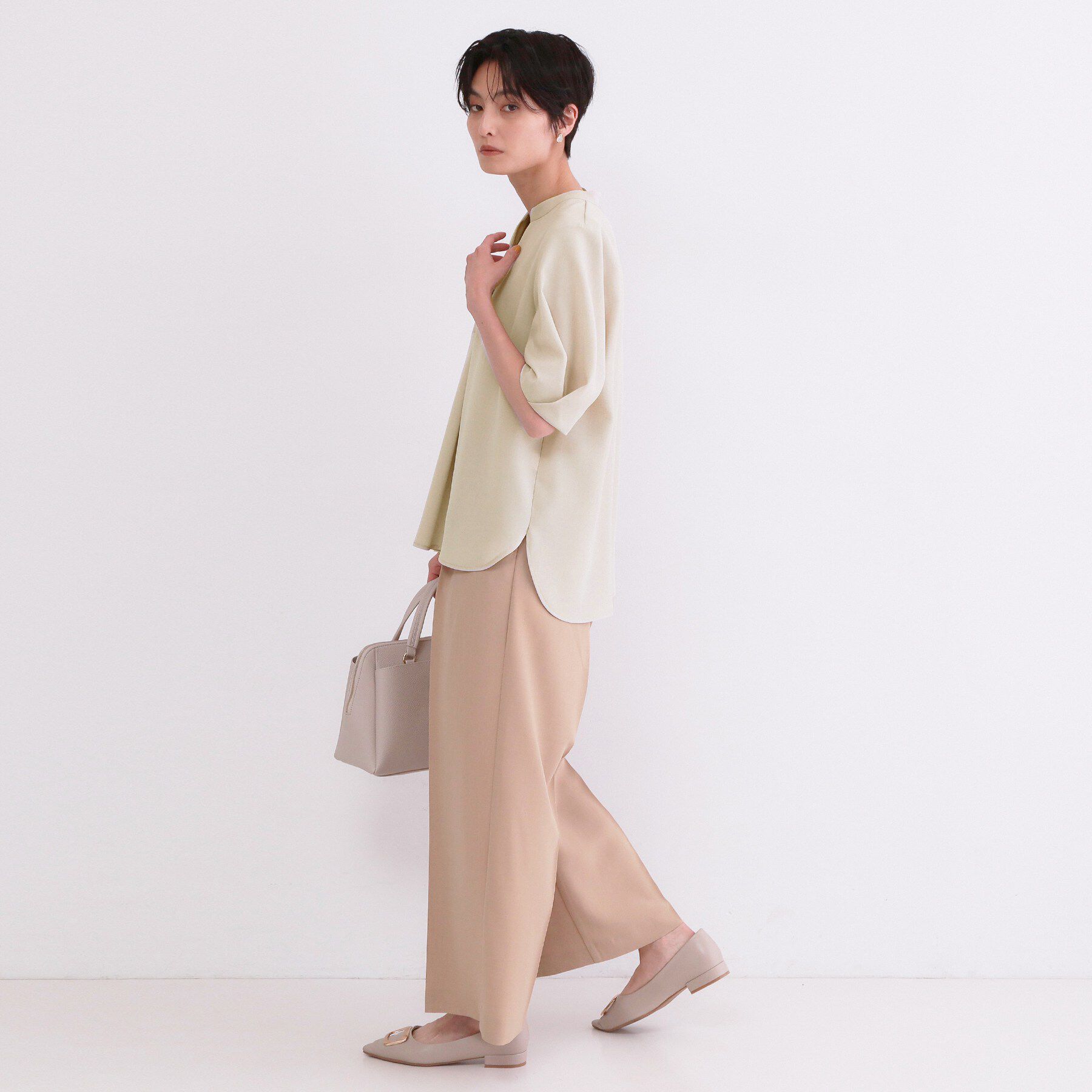 OPAQUE.CLIP「タックスリーブブラウス【洗濯機OK/防シワ加工/ストレッチ】《SS～LL/6col/セットアップ対応」|シャツ・ブラウス|