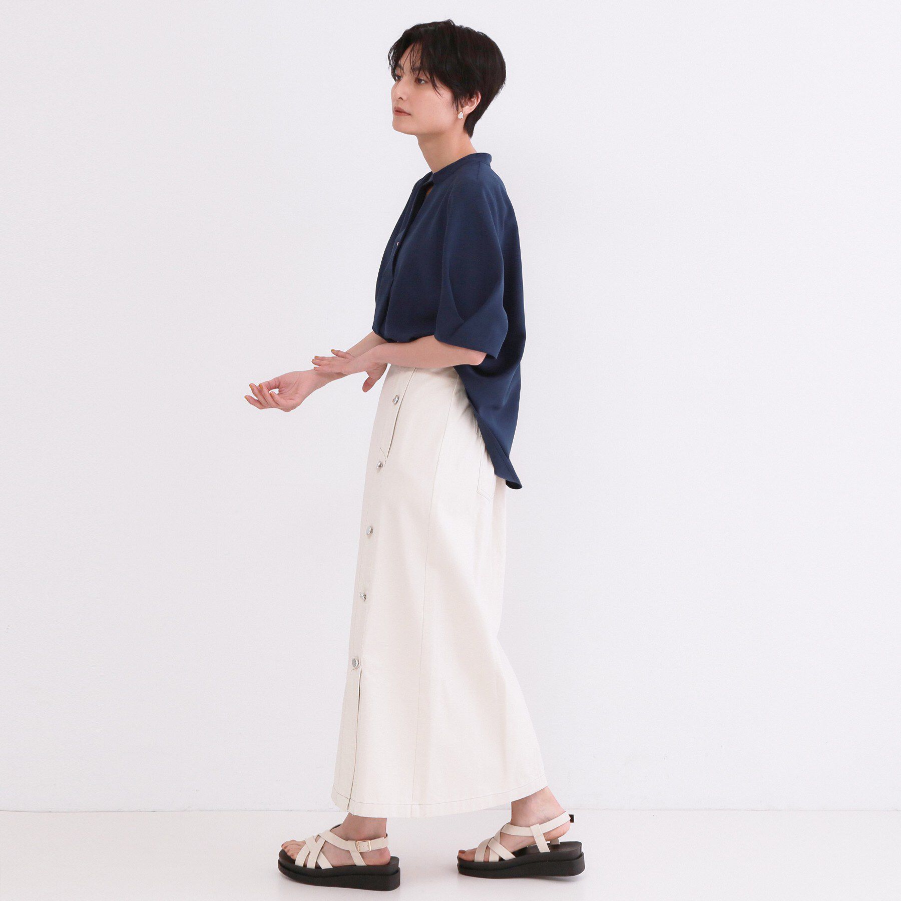 OPAQUE.CLIP「タックスリーブブラウス【洗濯機OK/防シワ加工/ストレッチ】《SS～LL/6col/セットアップ対応」|シャツ・ブラウス|