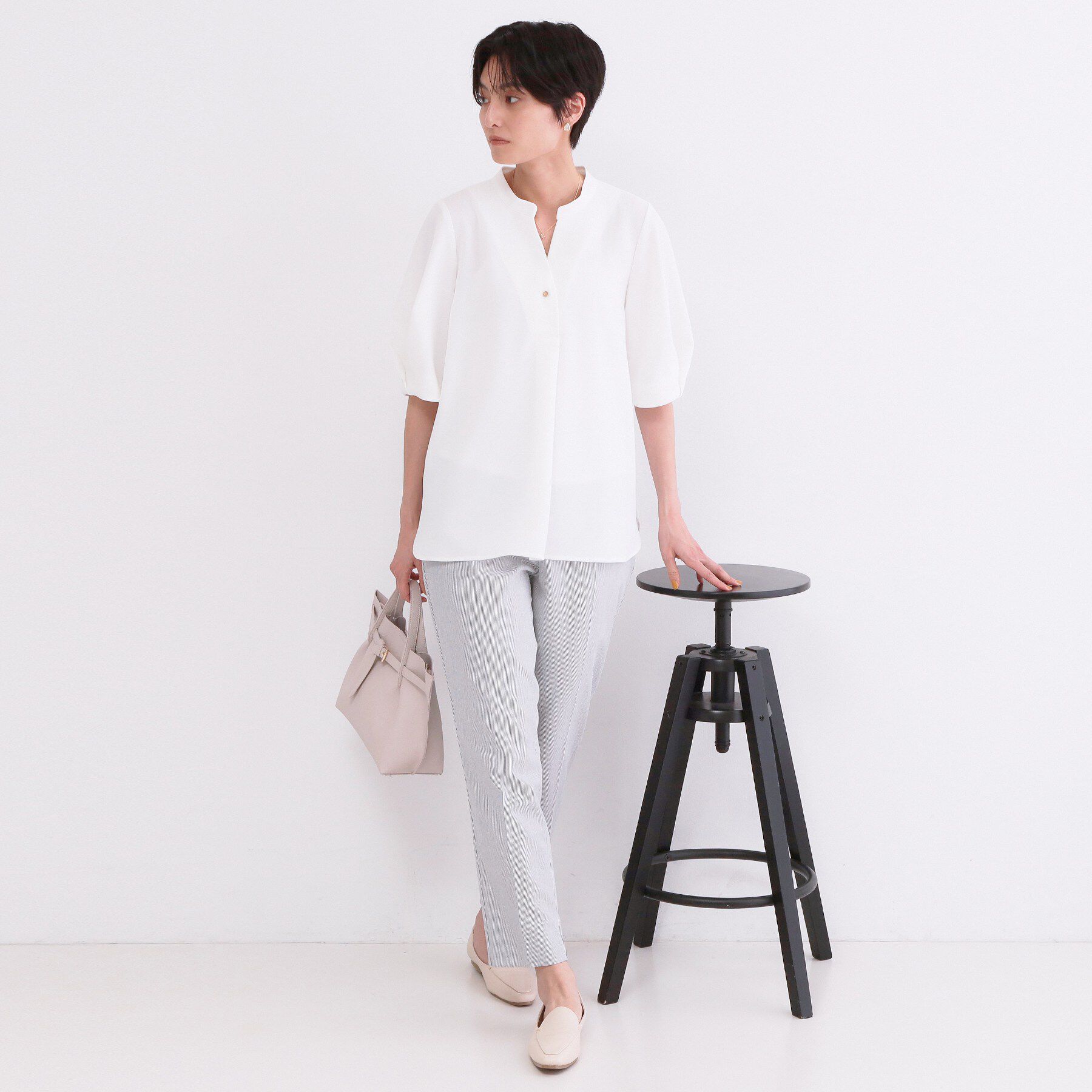 OPAQUE.CLIP「タックスリーブブラウス【洗濯機OK/防シワ加工/ストレッチ】《SS～LL/6col/セットアップ対応」|シャツ・ブラウス|