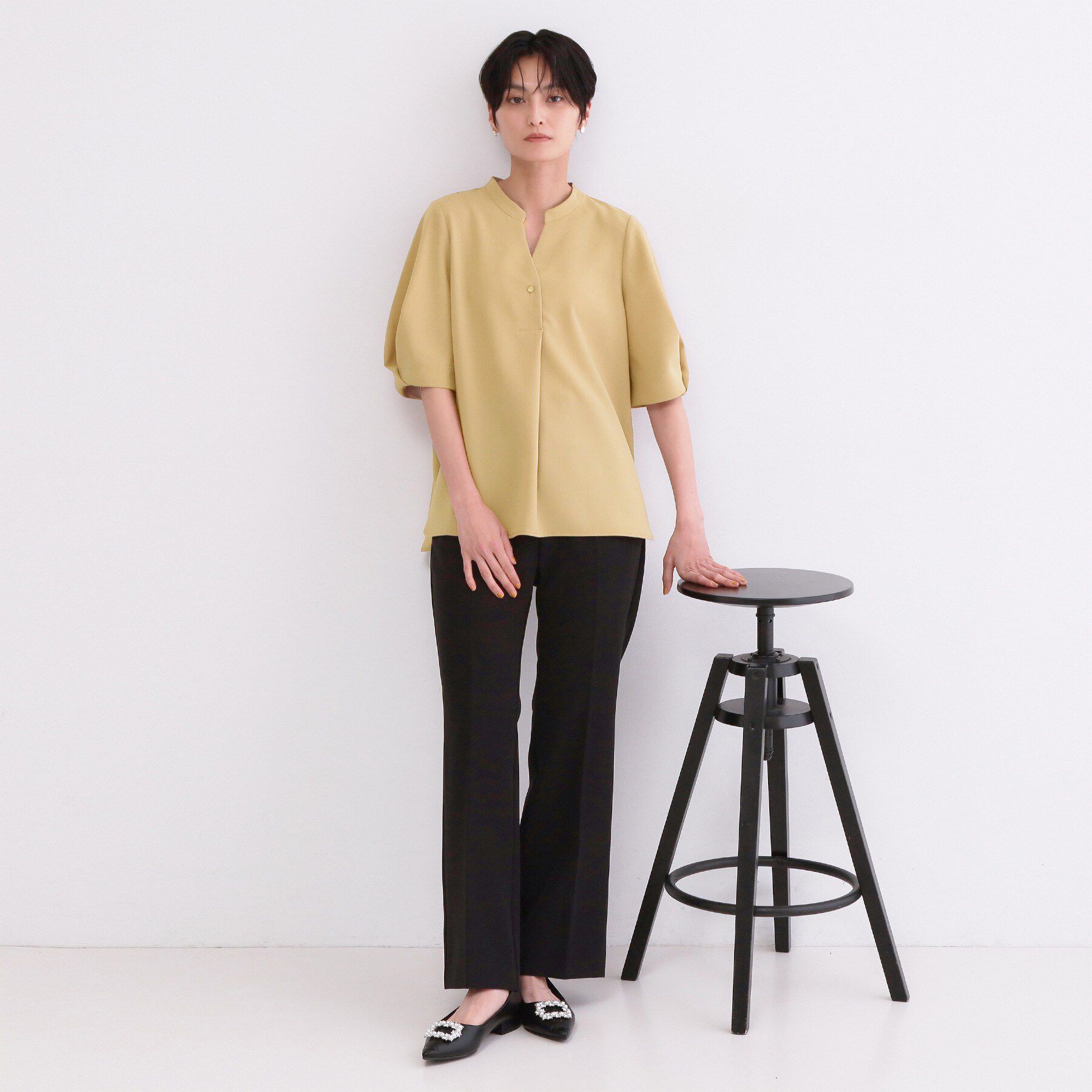 OPAQUE.CLIP「タックスリーブブラウス【洗濯機OK/防シワ加工/ストレッチ】《SS～LL/6col/セットアップ対応」|シャツ・ブラウス|