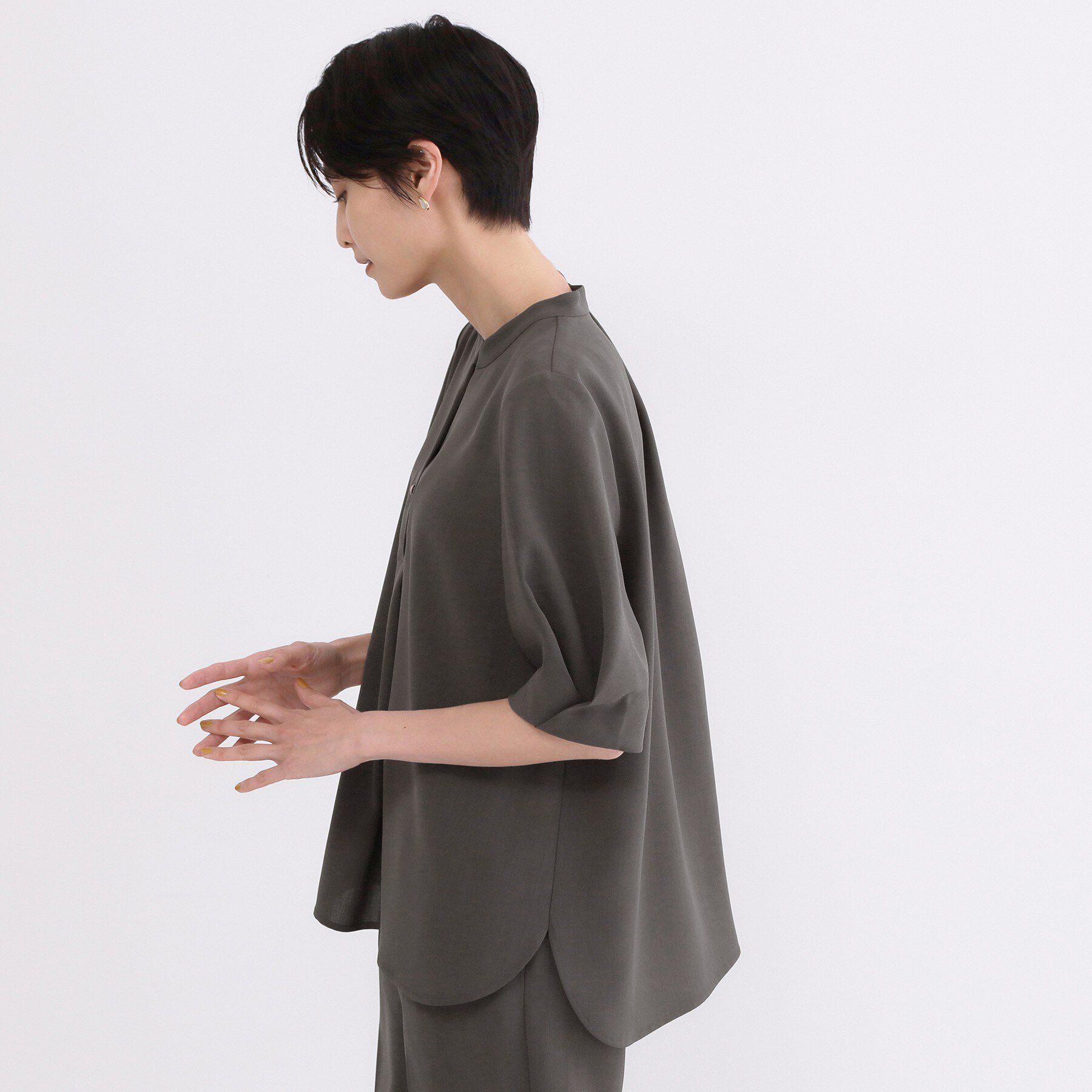 OPAQUE.CLIP「タックスリーブブラウス【洗濯機OK/防シワ加工/ストレッチ】《SS～LL/6col/セットアップ対応」|シャツ・ブラウス|