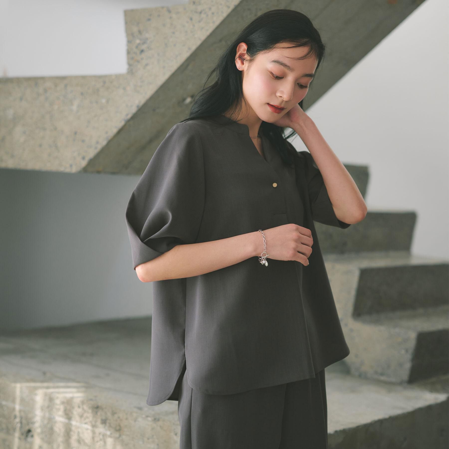 OPAQUE.CLIP「タックスリーブブラウス【洗濯機OK/防シワ加工/ストレッチ】《SS～LL/6col/セットアップ対応」|シャツ・ブラウス|