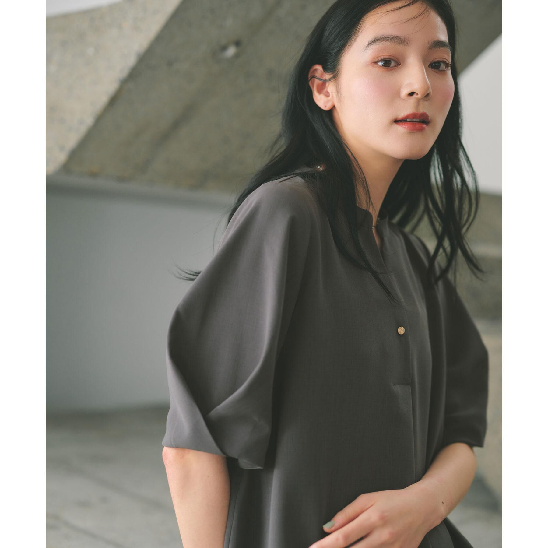 OPAQUE.CLIP「タックスリーブブラウス【洗濯機OK/防シワ加工/ストレッチ】《SS～LL/6col/セットアップ対応」|シャツ・ブラウス|