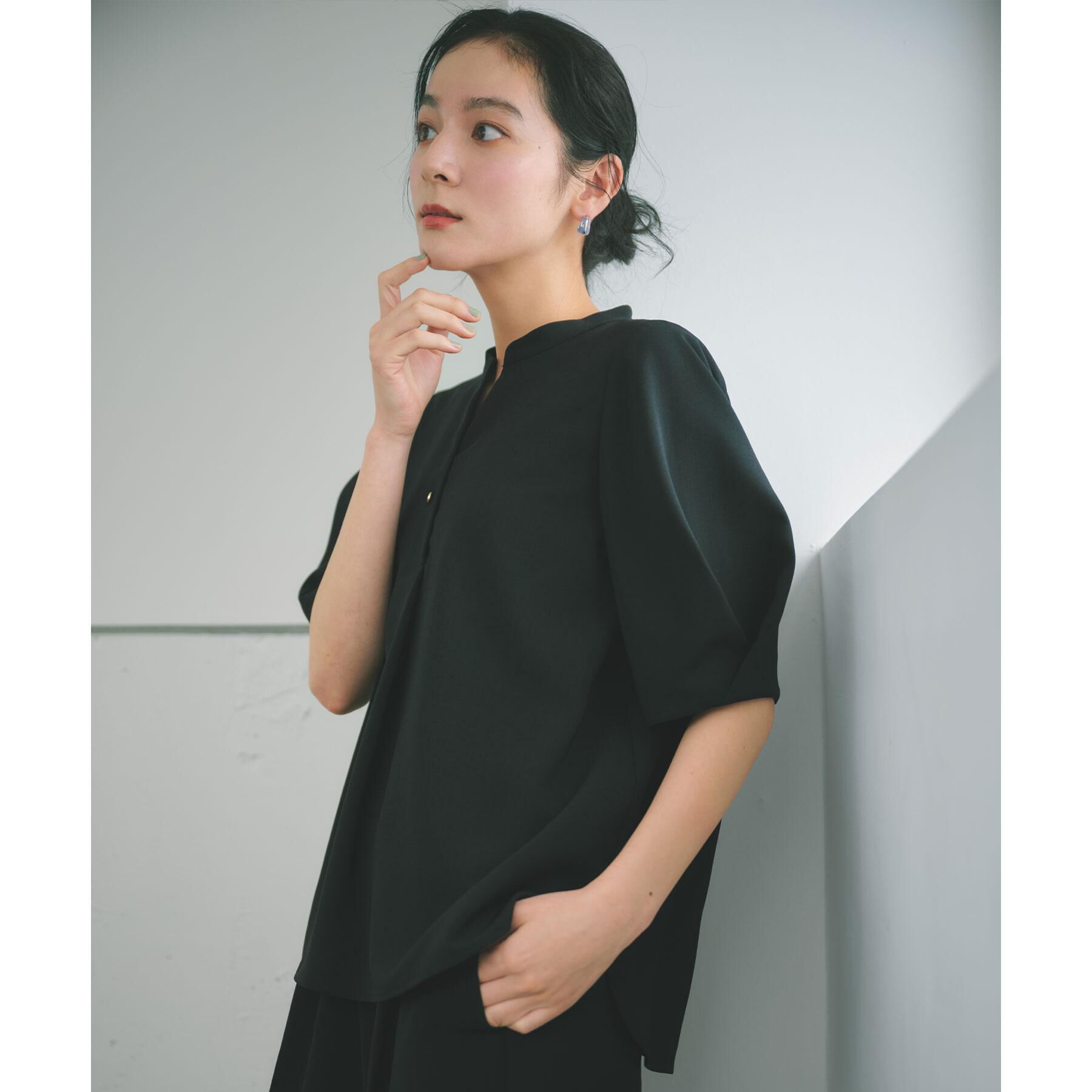 OPAQUE.CLIP「タックスリーブブラウス【洗濯機OK/防シワ加工/ストレッチ】《SS～LL/6col/セットアップ対応」|シャツ・ブラウス|