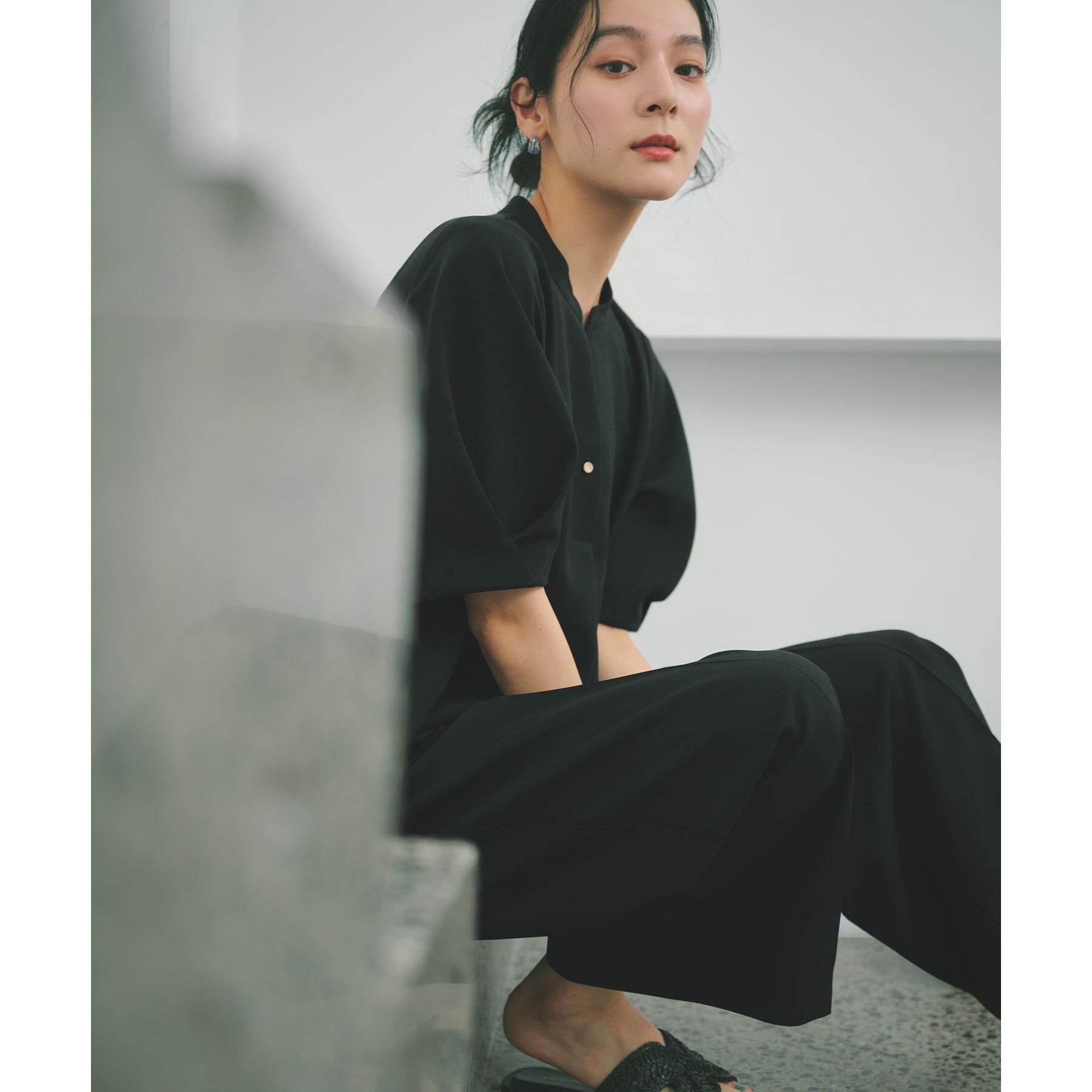 OPAQUE.CLIP「タックスリーブブラウス【洗濯機OK/防シワ加工/ストレッチ】《SS～LL/6col/セットアップ対応」|シャツ・ブラウス|