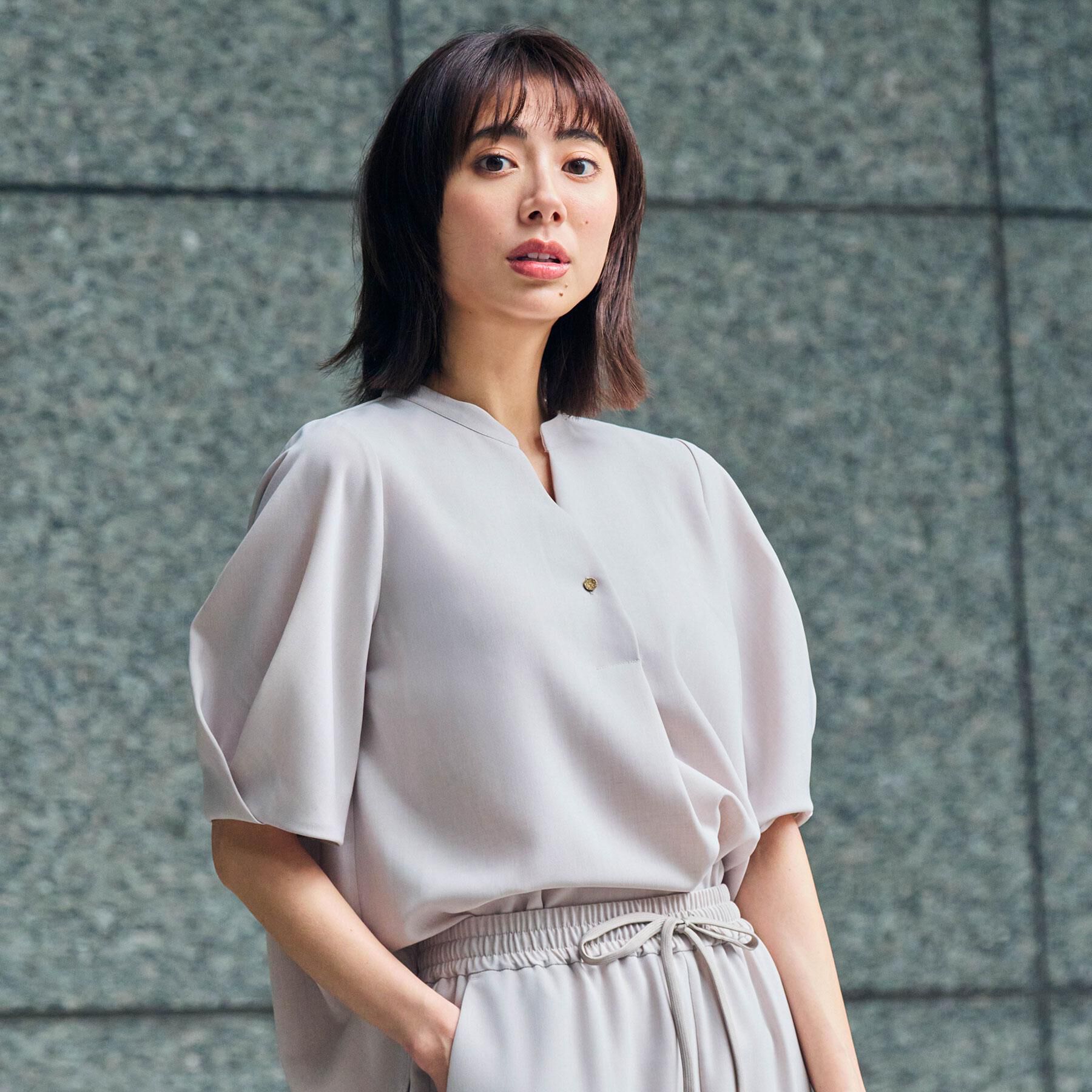 OPAQUE.CLIP「タックスリーブブラウス【洗濯機OK/防シワ加工/ストレッチ】《SS～LL/6col/セットアップ対応」|シャツ・ブラウス|