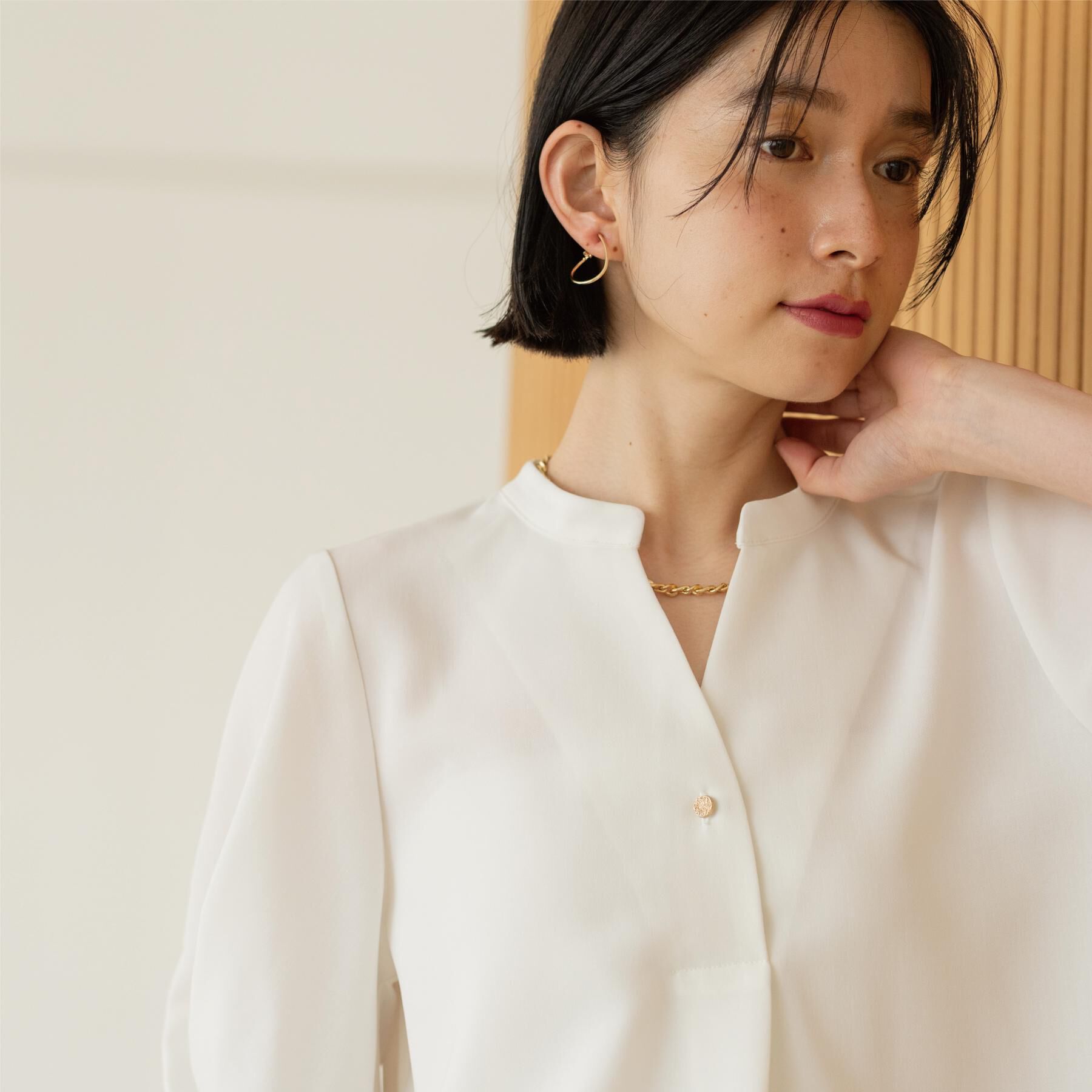 OPAQUE.CLIP「タックスリーブブラウス【洗濯機OK/防シワ加工/ストレッチ】《SS～LL/6col/セットアップ対応」|シャツ・ブラウス|