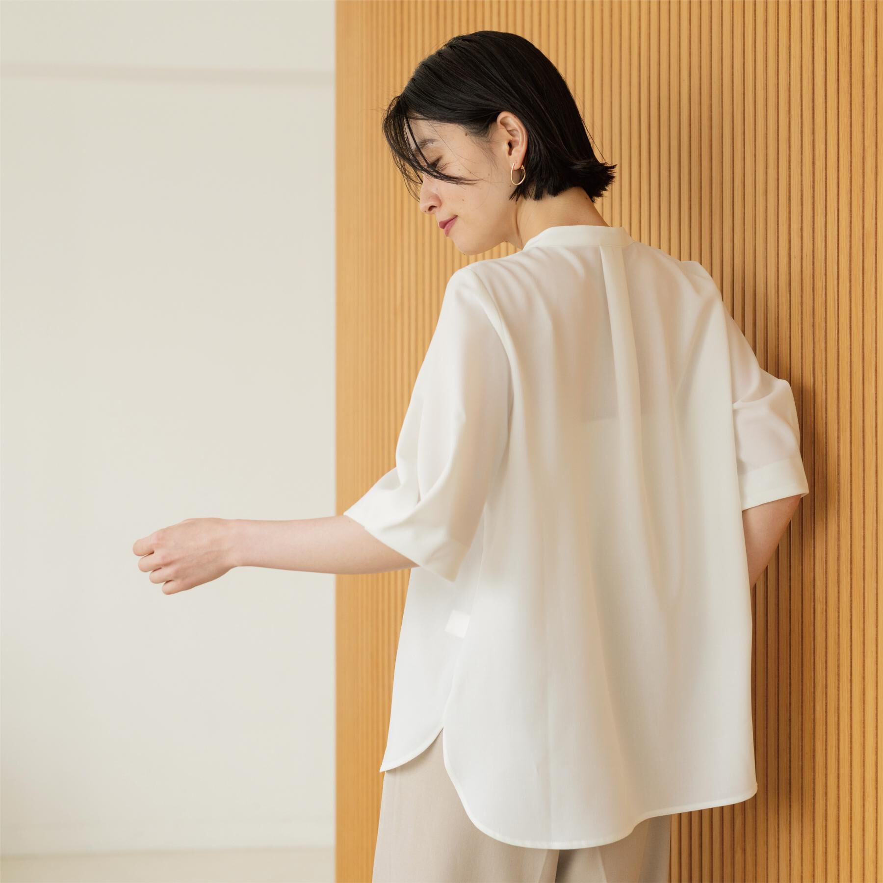 OPAQUE.CLIP「タックスリーブブラウス【洗濯機OK/防シワ加工/ストレッチ】《SS～LL/6col/セットアップ対応」|シャツ・ブラウス|