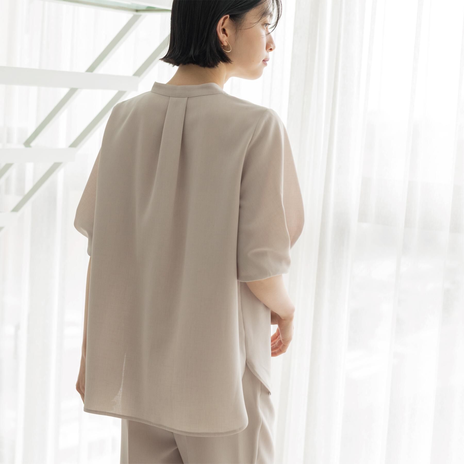 OPAQUE.CLIP「タックスリーブブラウス【洗濯機OK/防シワ加工/ストレッチ】《SS～LL/6col/セットアップ対応」|シャツ・ブラウス|