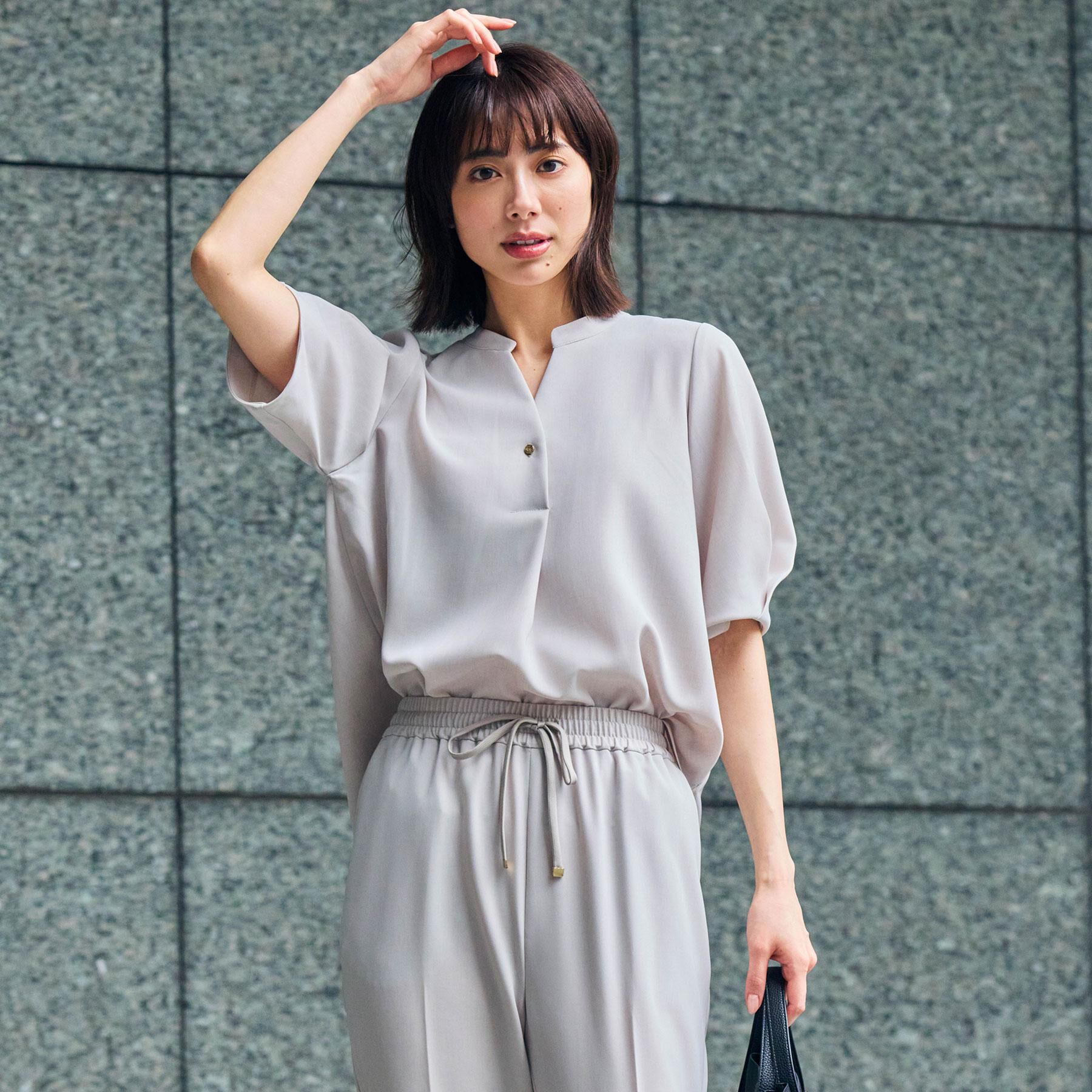 OPAQUE.CLIP「タックスリーブブラウス【洗濯機OK/防シワ加工/ストレッチ】《SS～LL/6col/セットアップ対応」|シャツ・ブラウス|