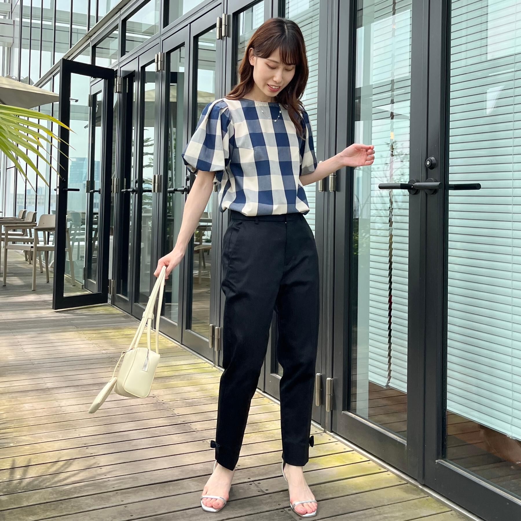 Couture broach「【マシンウォッシャブル・二の腕カバー】ブロックチェックブラウス」|シャツ・ブラウス|