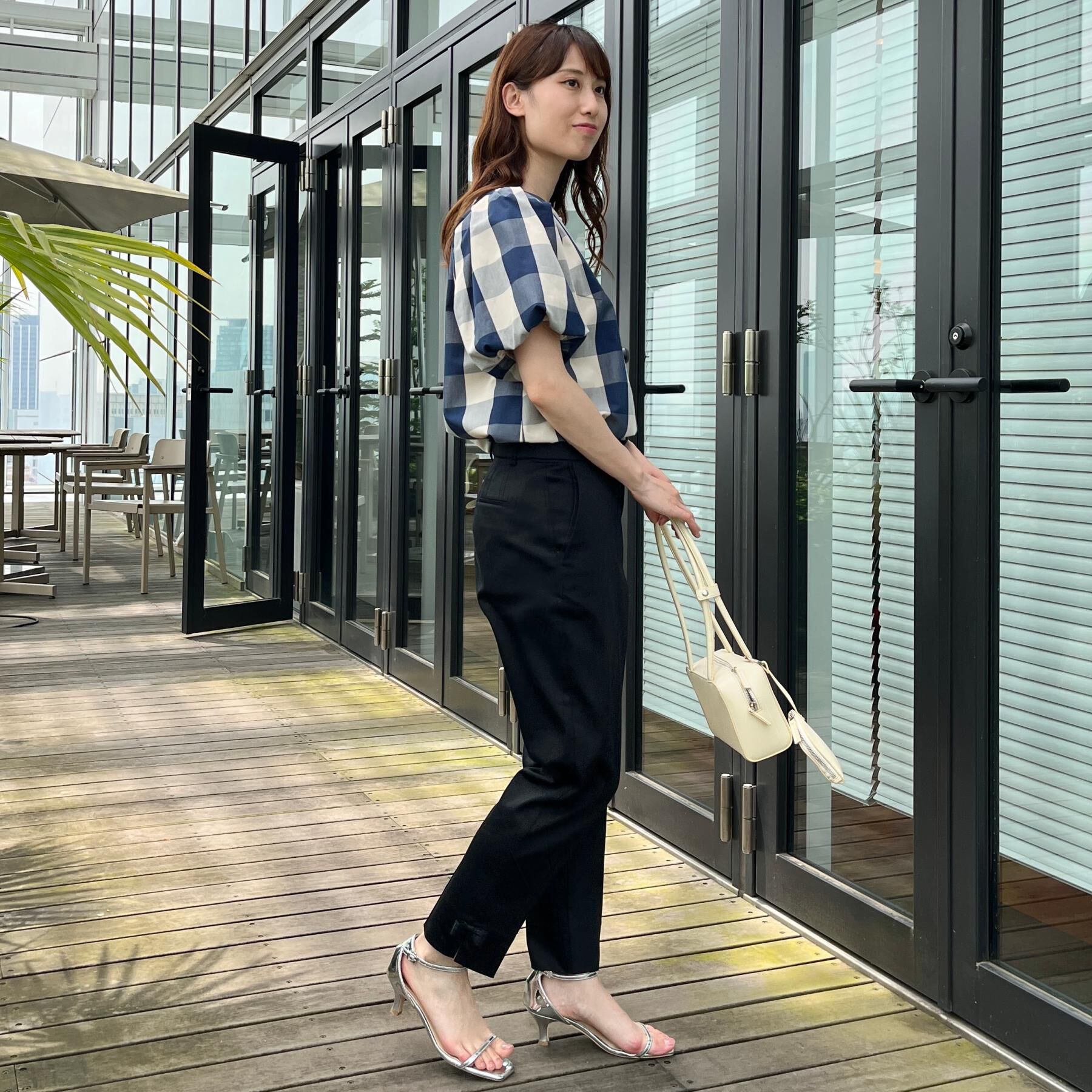 Couture broach「【マシンウォッシャブル・二の腕カバー】ブロックチェックブラウス」|シャツ・ブラウス|