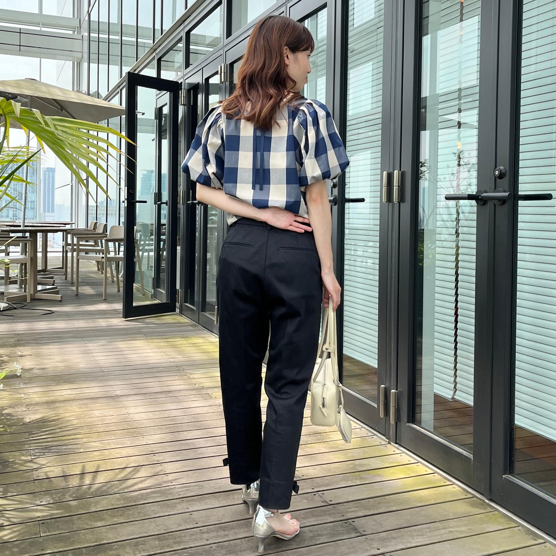 Couture broach「【マシンウォッシャブル・二の腕カバー】ブロックチェックブラウス」|シャツ・ブラウス|