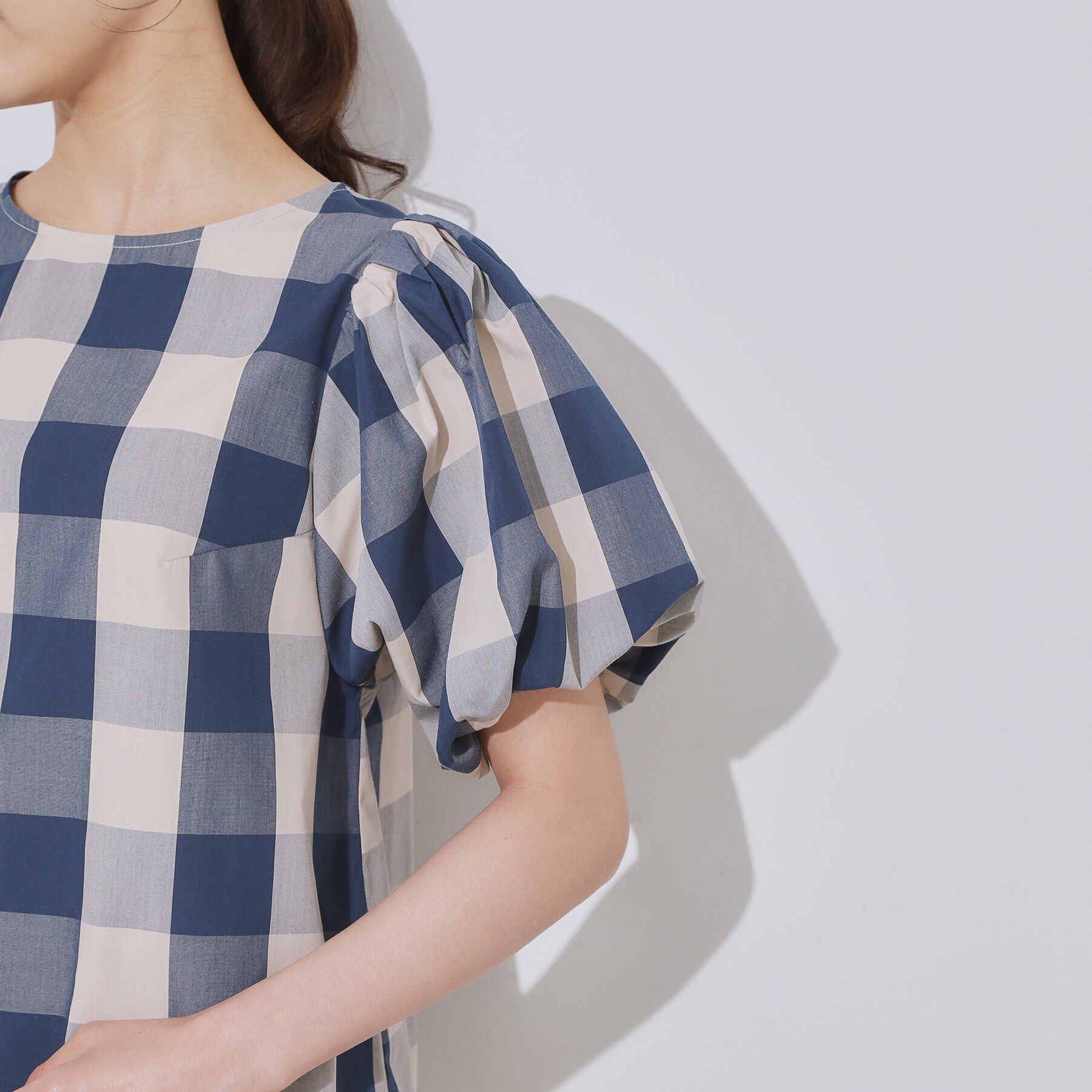 Couture broach「【マシンウォッシャブル・二の腕カバー】ブロックチェックブラウス」|シャツ・ブラウス|