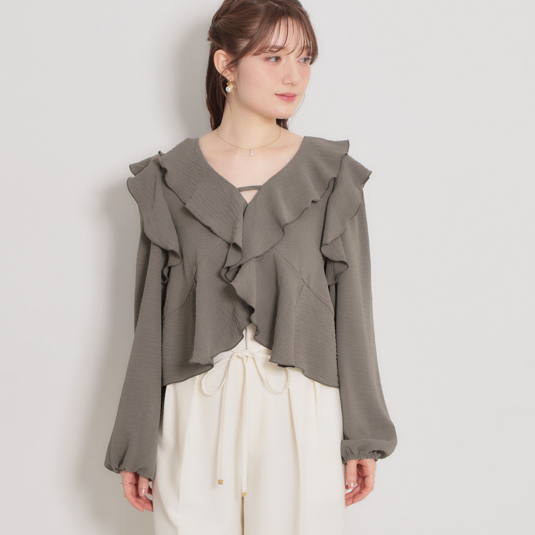 Couture broach「ラッフルショートブラウス」|シャツ・ブラウス|