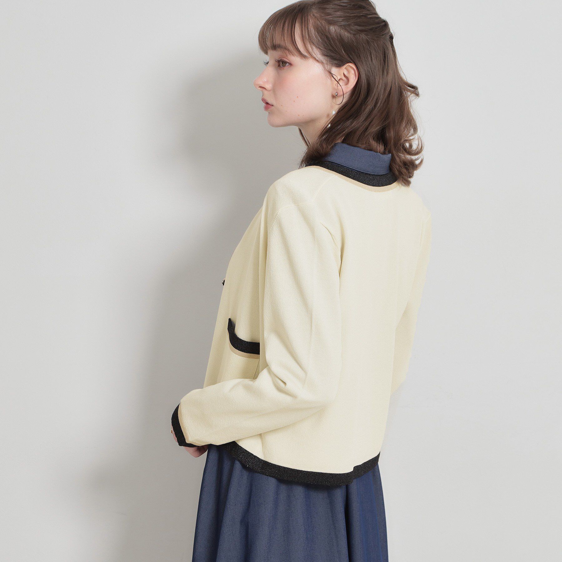 Couture broach「【洗える・着映え】SPRING配色カーディガン」|カーディガン|