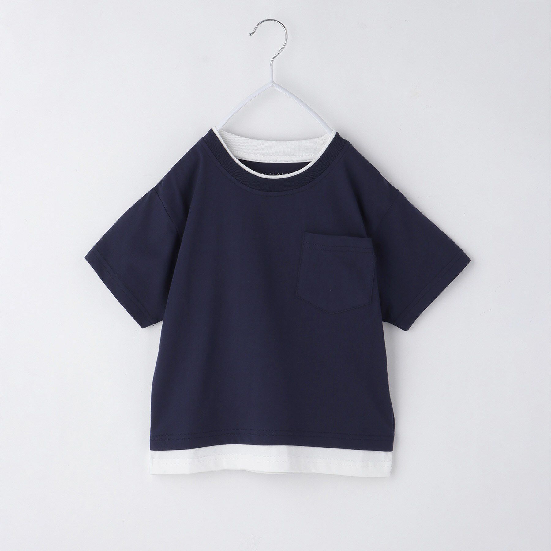 THE SHOP TK「【110－160】レイヤード風半袖Tシャツ/洗濯機OK」|Tシャツ・カットソー|ネイビー(594)