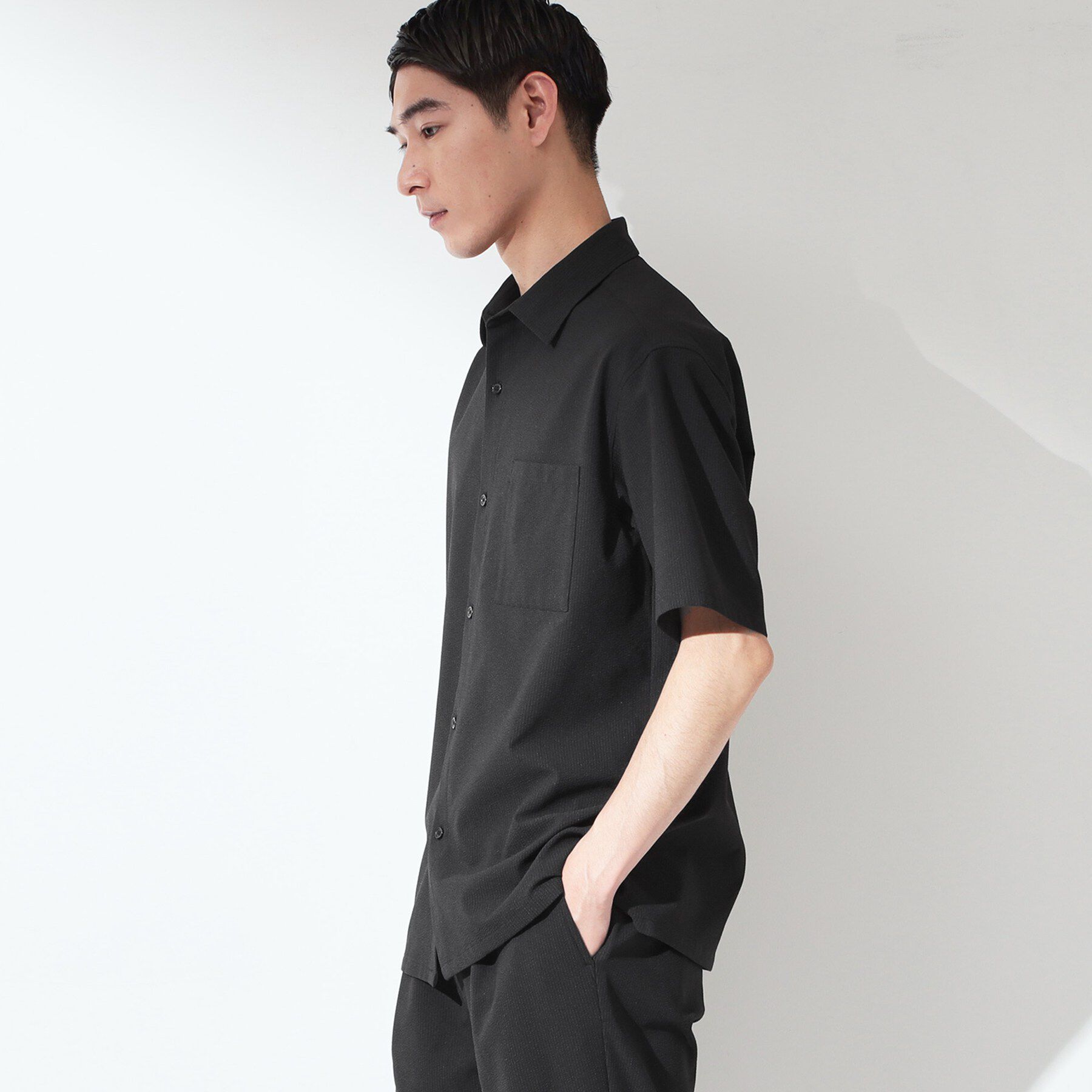 THE SHOP TK「マイクロ シアサッカー 半袖シャツ 洗濯機OK／セットアップ可」|シャツ・ブラウス|