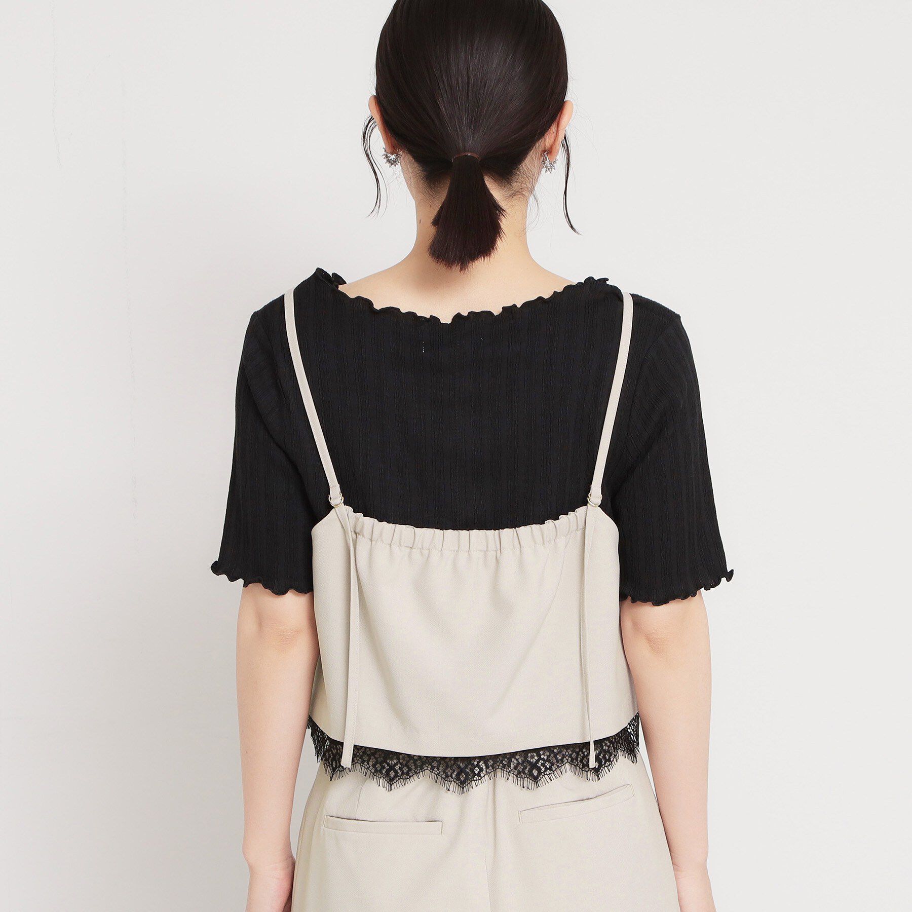 THE SHOP TK「麻調レース切り替えキャミ」|キャミソール|